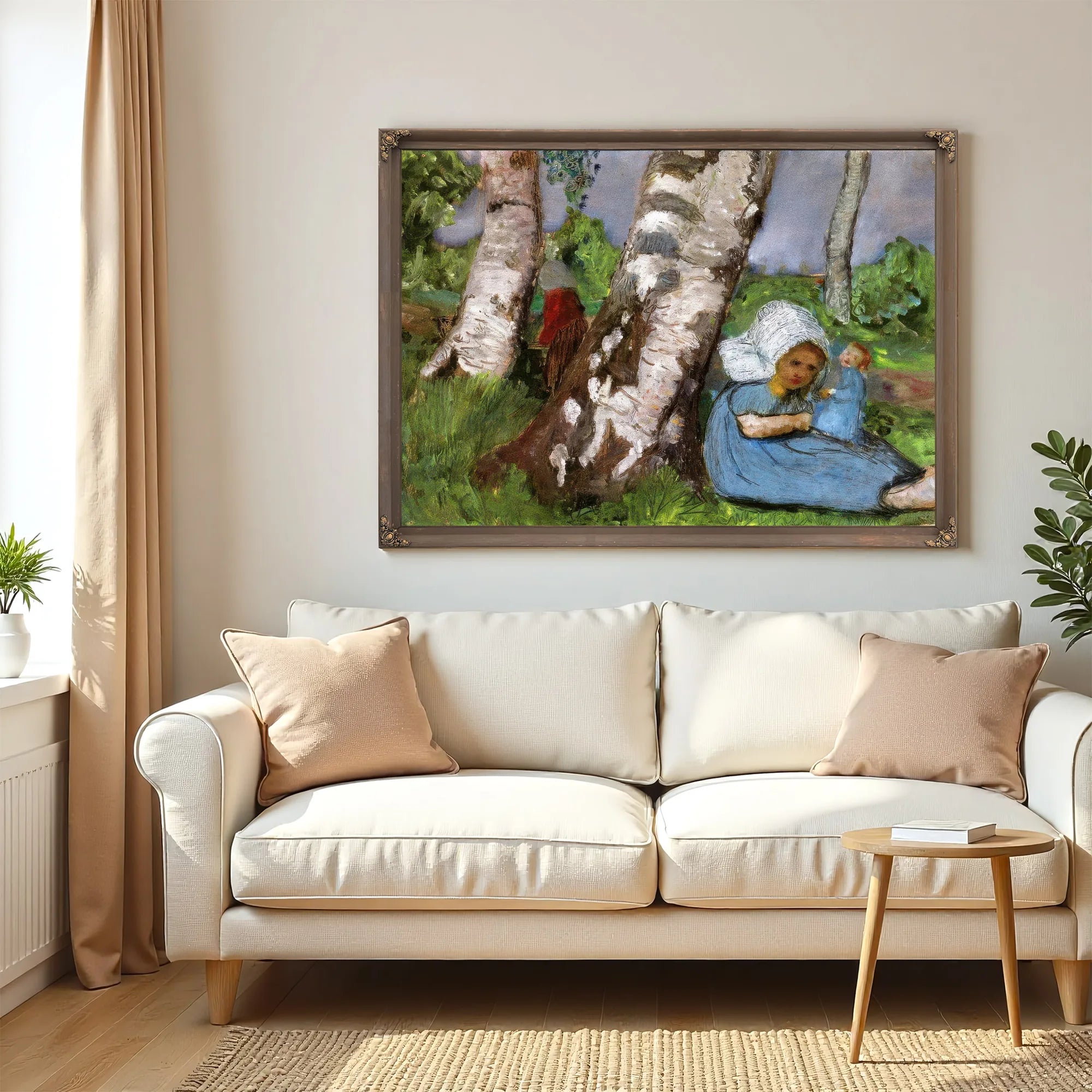 Child With Doll Sitting On A Birch Trunk By Paula Modersohn Becker Fine Art Print