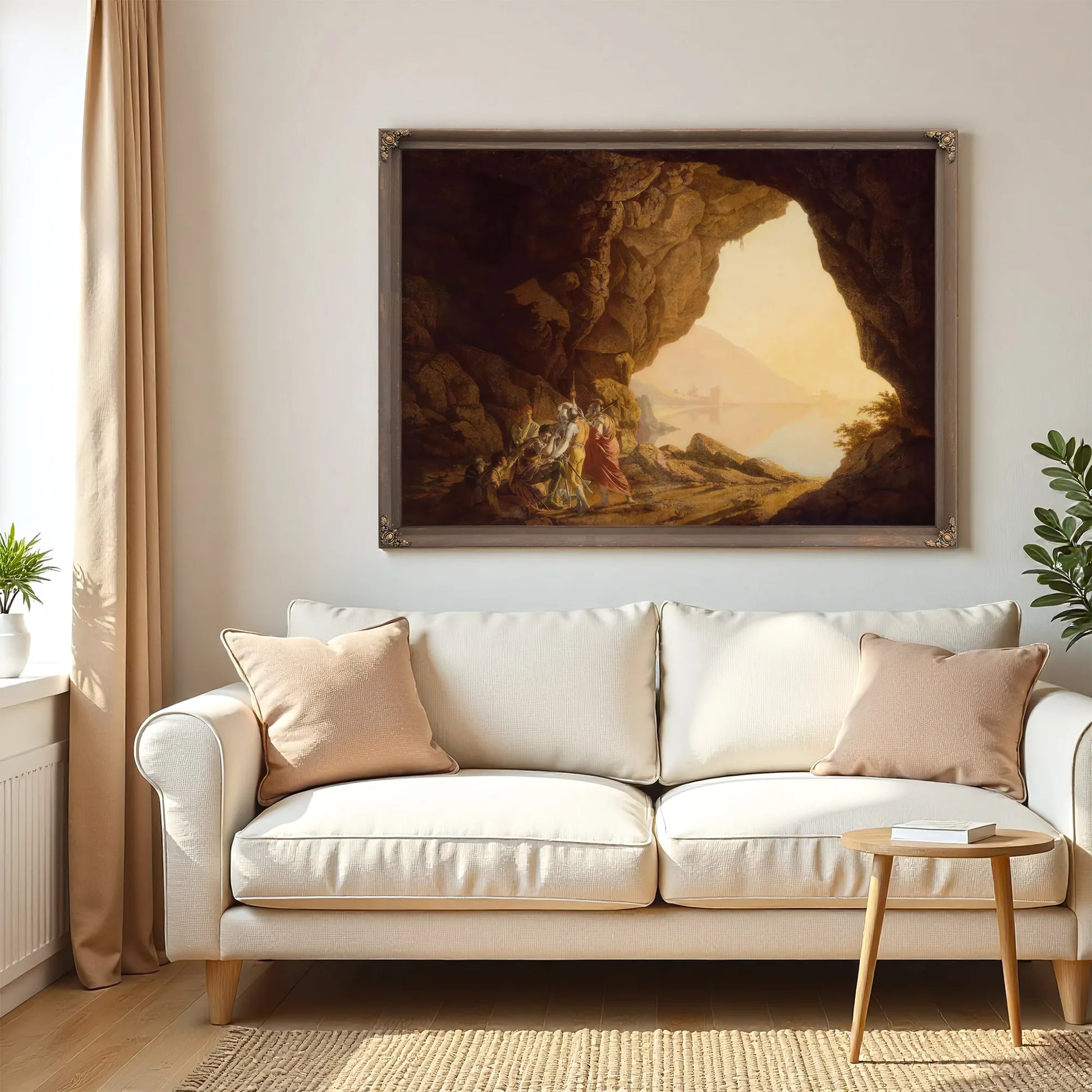 Grotto By The Seaside In The Kingdom Of Naples With Banditti Sunset by Joseph Wright Of Derby Fine Art Print