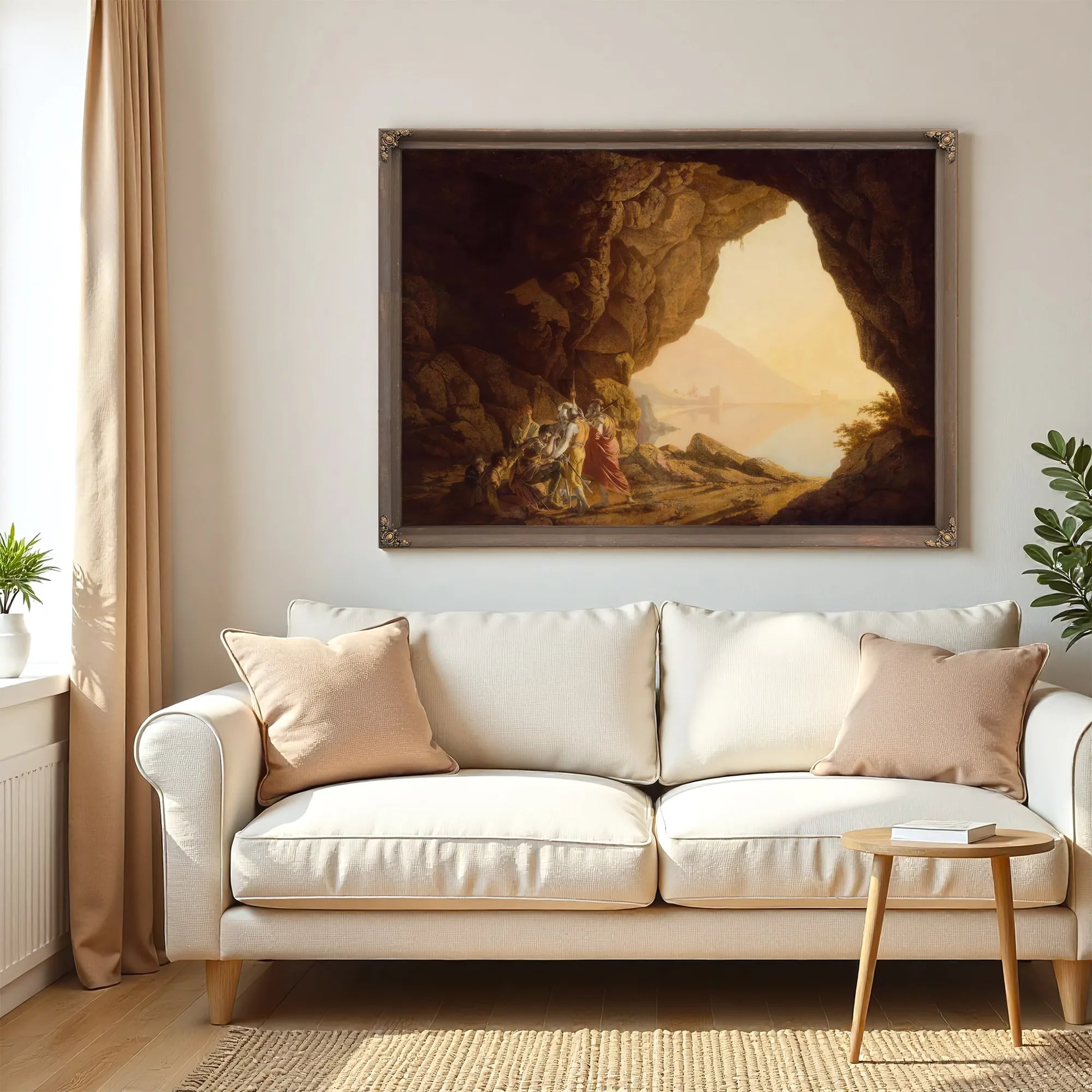 Grotto By The Seaside In The Kingdom Of Naples With Banditti Sunset by Joseph Wright Of Derby Fine Art Print