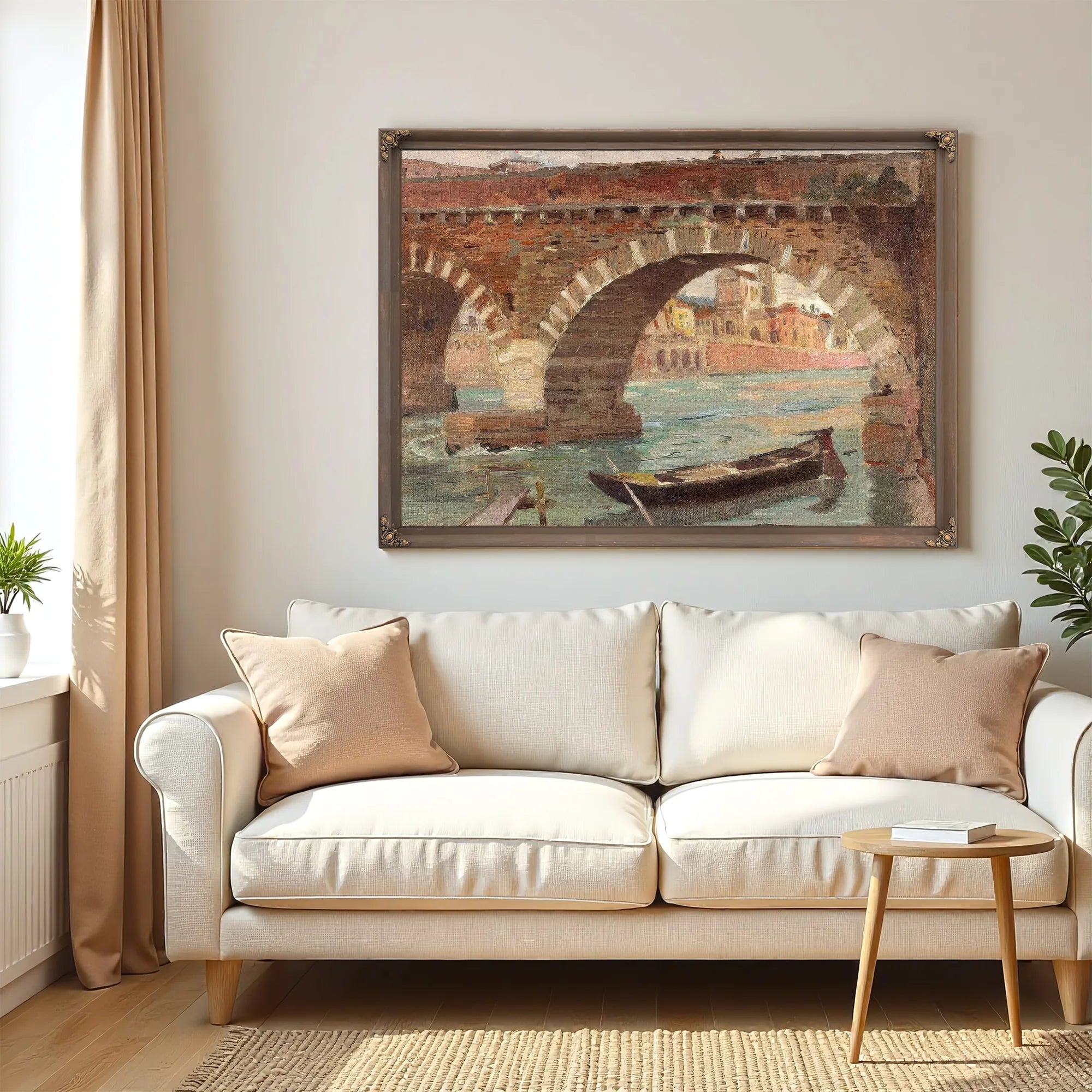 A Boat Moored Near A Bridge By Colin Campbell Cooper Fine Art Print