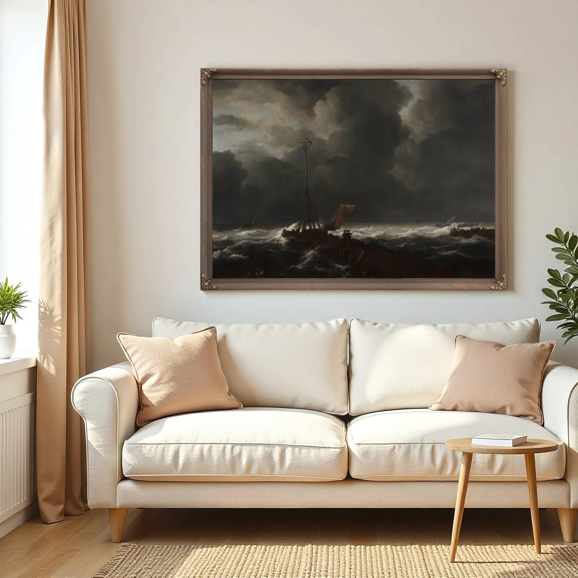 Rough Sea At A Jetty By Jacob Van Ruisdael Fine Art Print