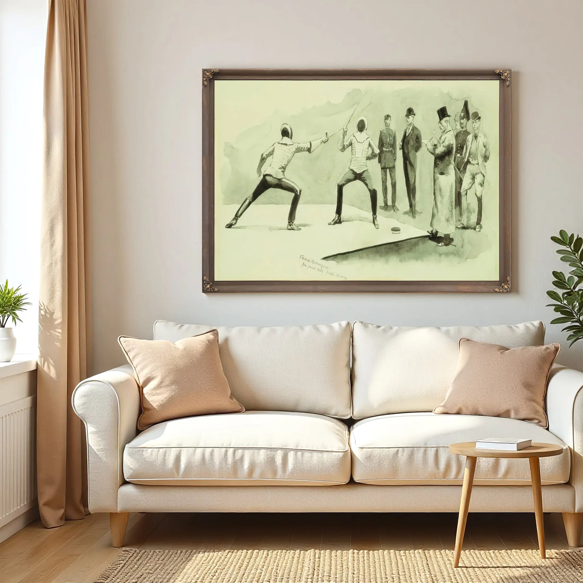 Fencing At Dickels Academy by Frederic Remington