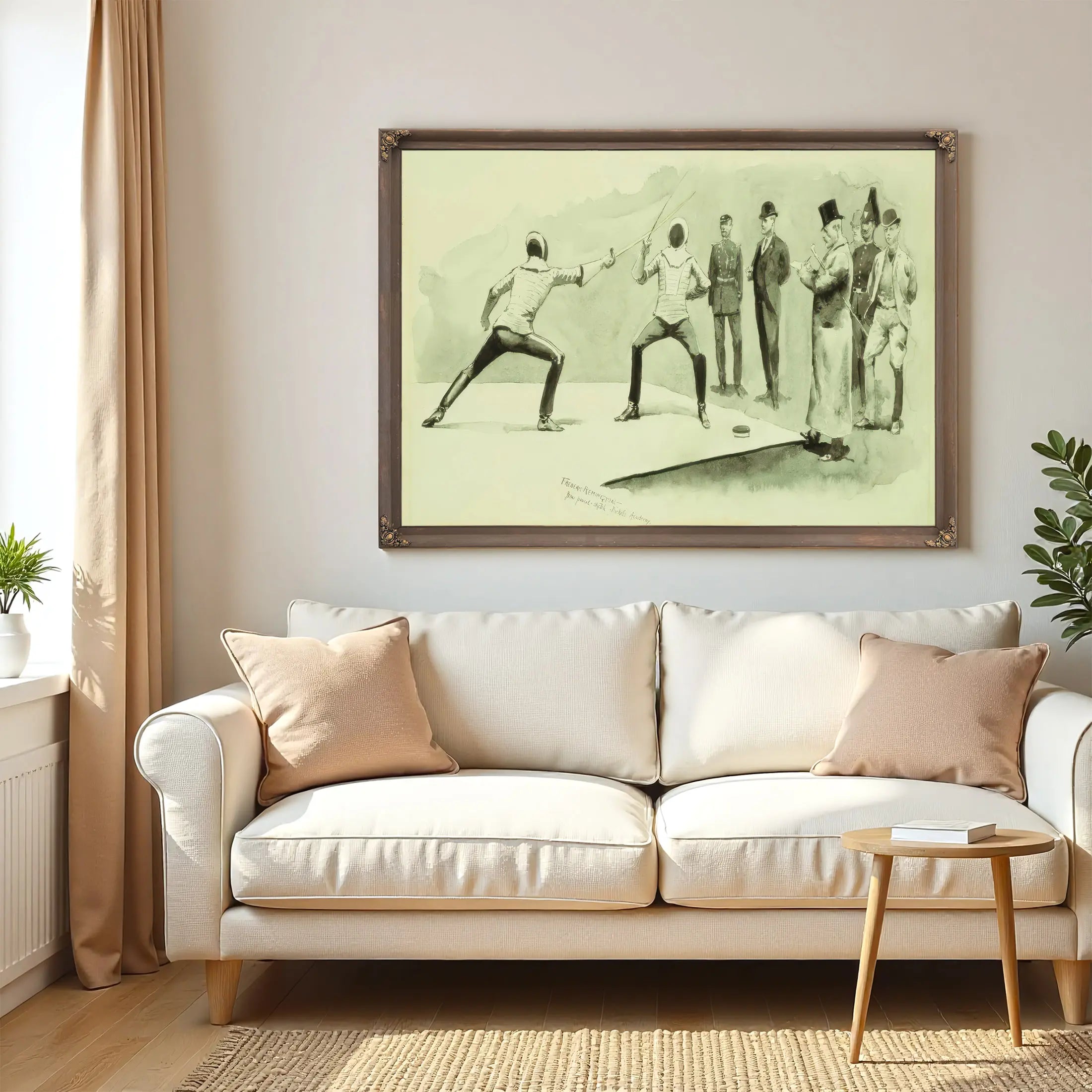 Fencing At Dickels Academy by Frederic Remington