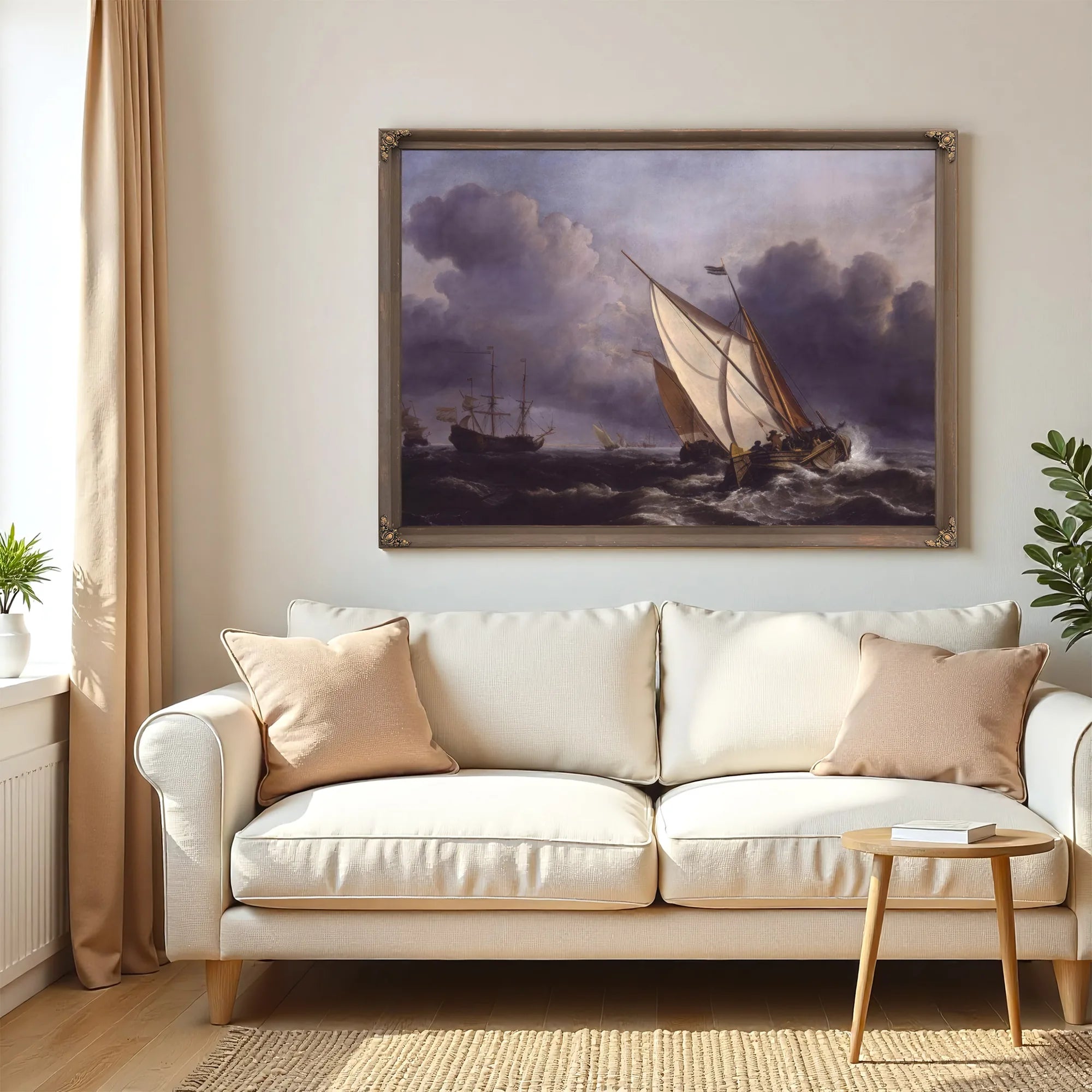 Ships In A Stormy Sea By Willem Van De Velde Ii Fine Art Print