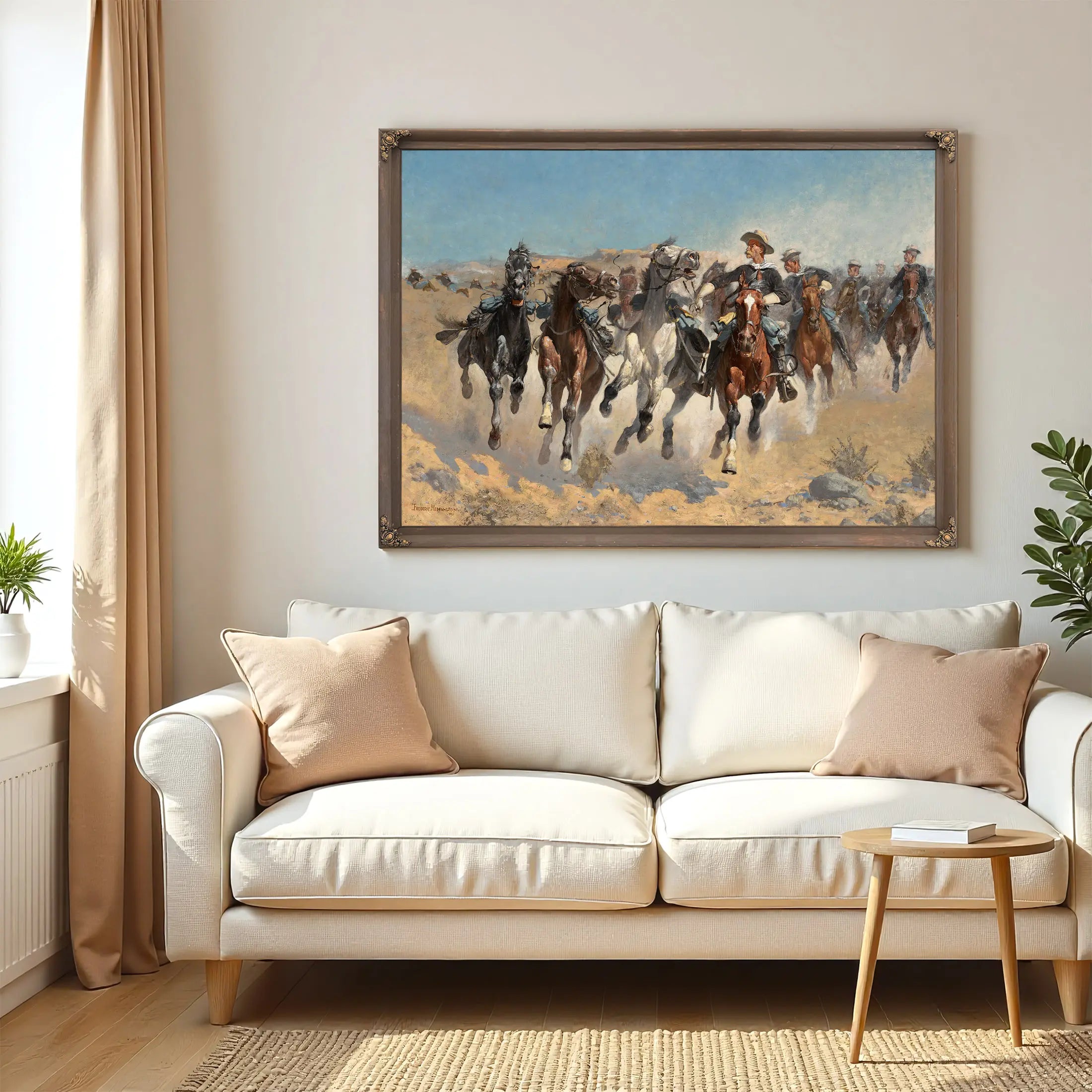 Dismountedthe Fourth Troopers Moving The Led Horses by Frederic Remington
