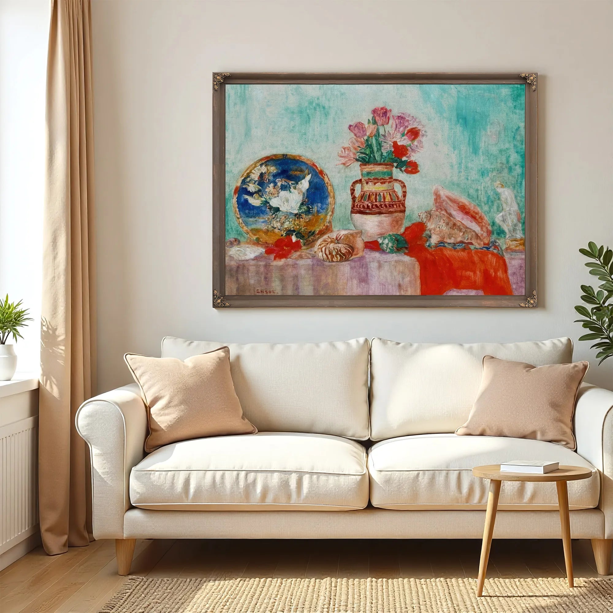 Still Life With Flowers And Shells By James Ensor Fine Art Print
