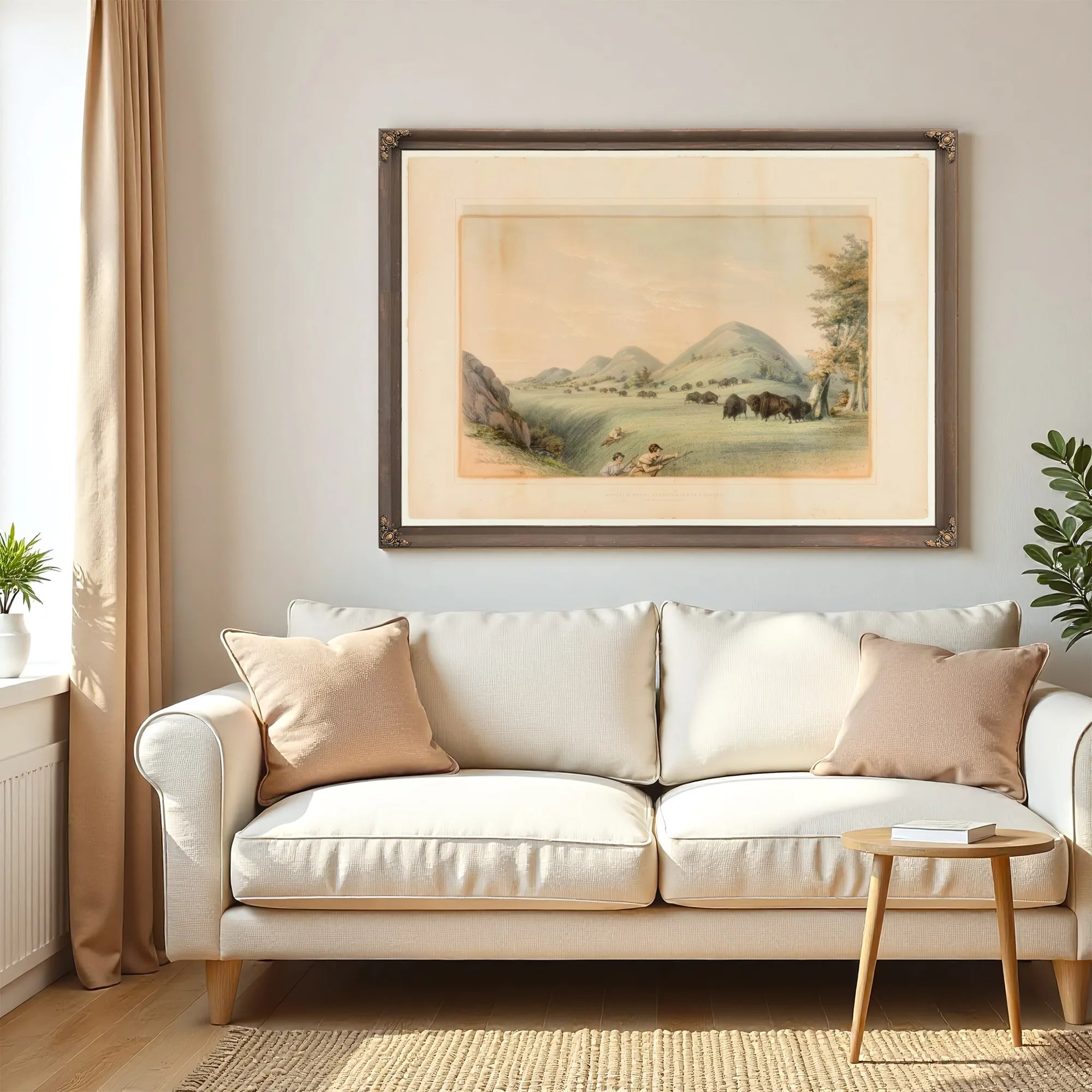 Buffalo Hunt; Approaching In A Ravine No. 11 By George Catlin Fine Art Print