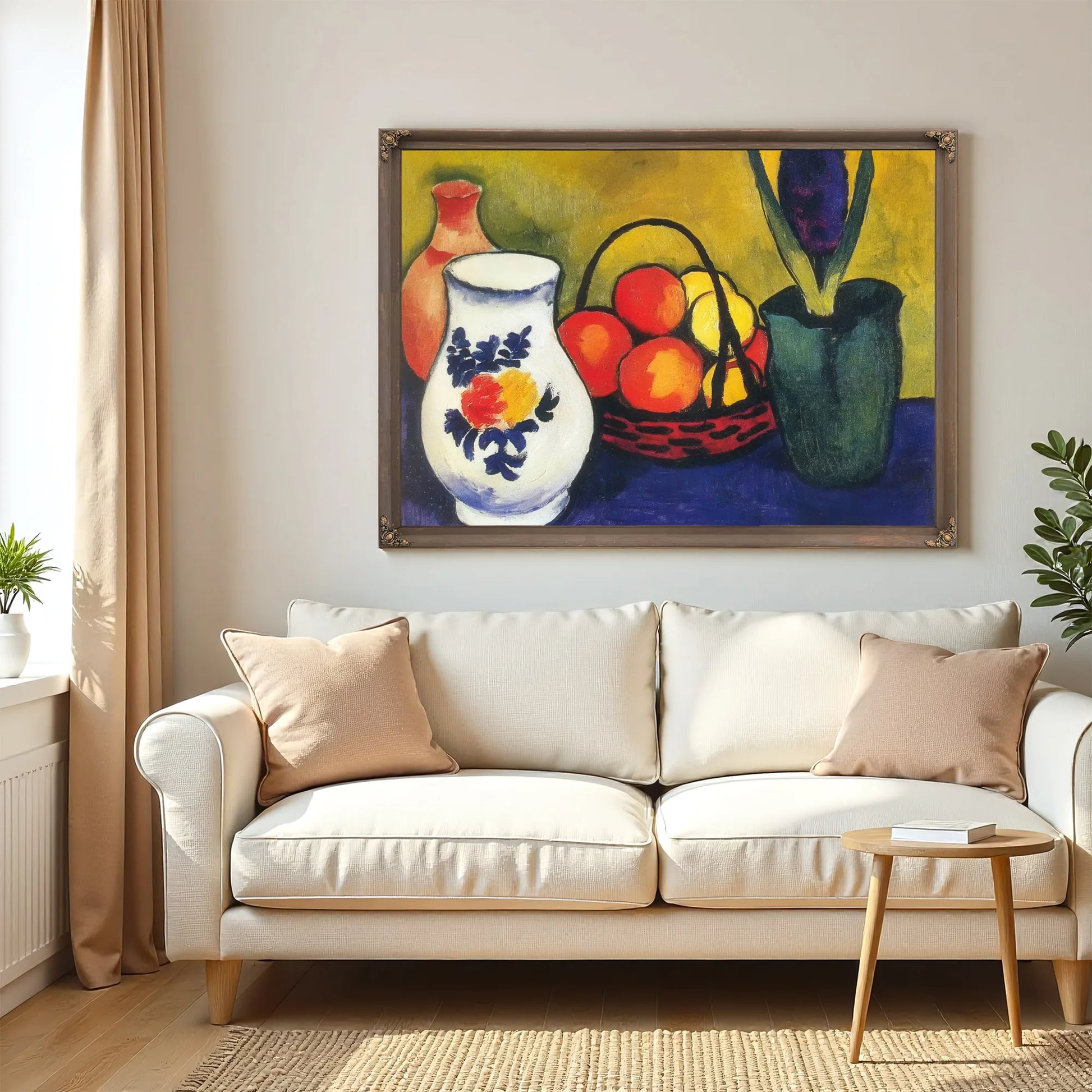 White Pot Flowers And Fruit By August Macke Fine Art Print