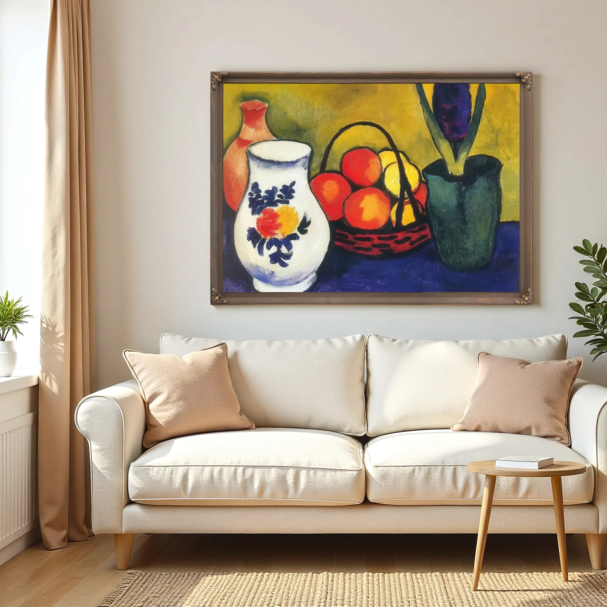 White Pot Flowers And Fruit By August Macke Fine Art Print