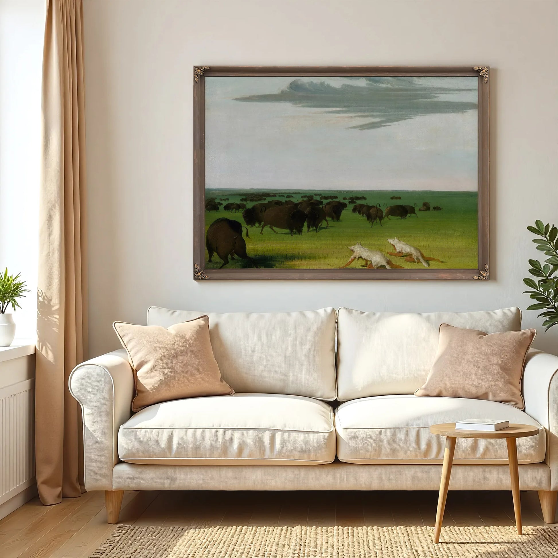 Buffalo Hunt Under The Wolf Skin Mask By George Catlin Fine Art Print