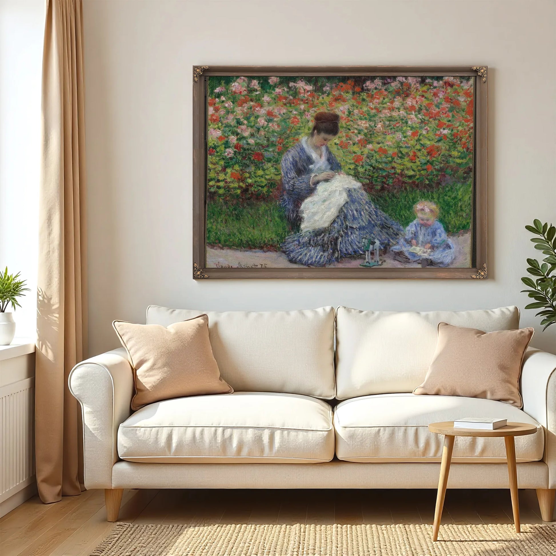 Camille Monet And A Child In The Garden In Argenteuil 1875 By Claude Monet Fine Art Print