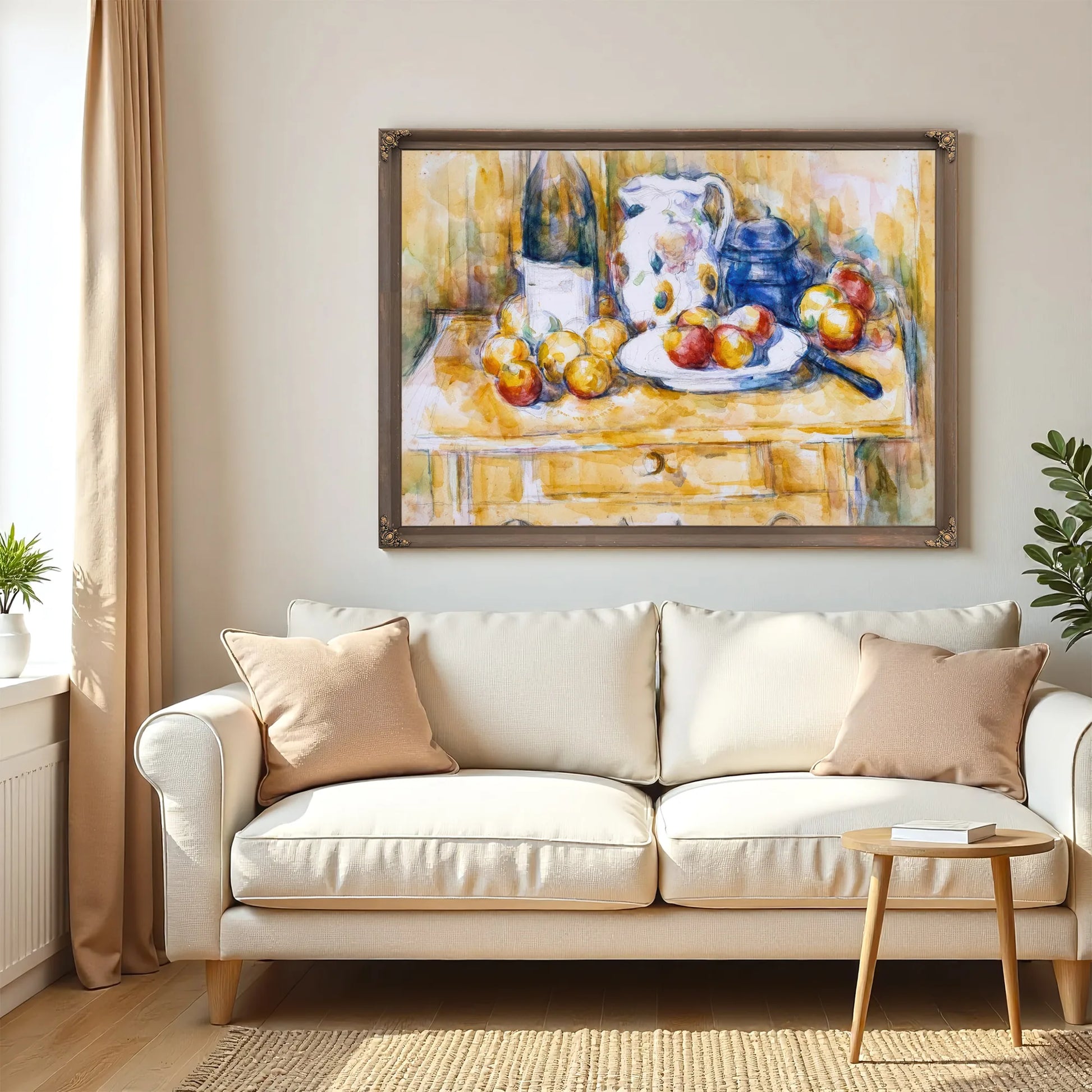 Still Life With Apples On A Sideboard By Paul Cezanne Fine Art Print