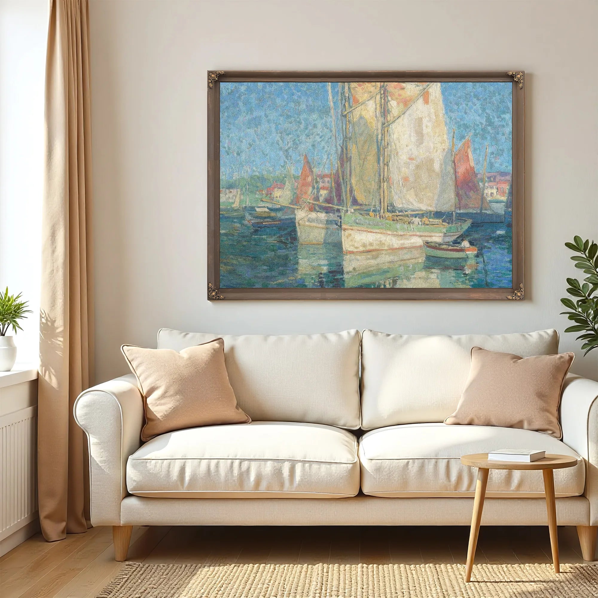 Fishing Boats In A Harbor By Edgar Payne Fine Art Print