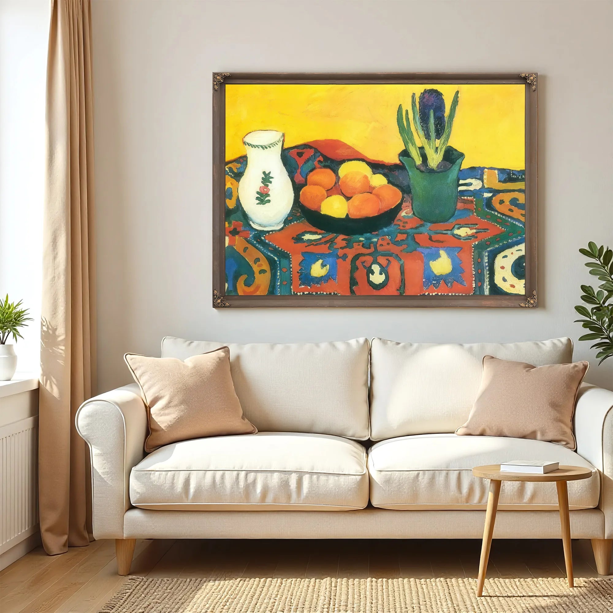 Stil Life With Hyacinthys And Carpet By August Macke Fine Art Print