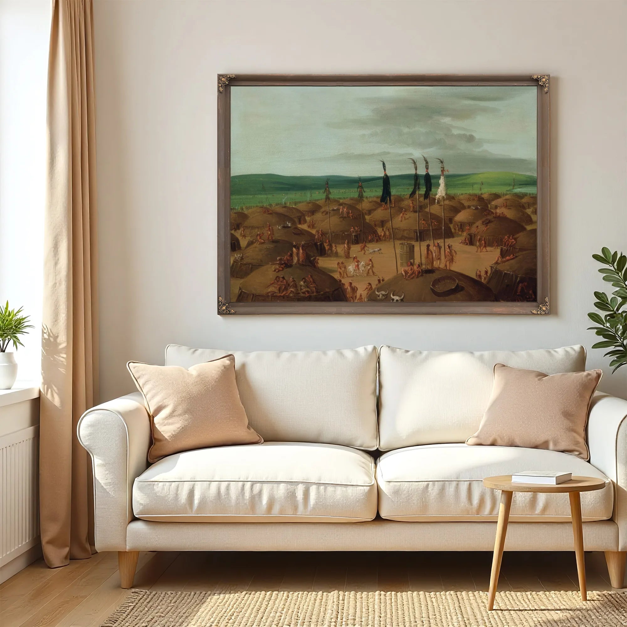 Bird's Eye View Of The Mandan Village, 1800 Miles Above St. Louis By George Catlin Fine Art Print