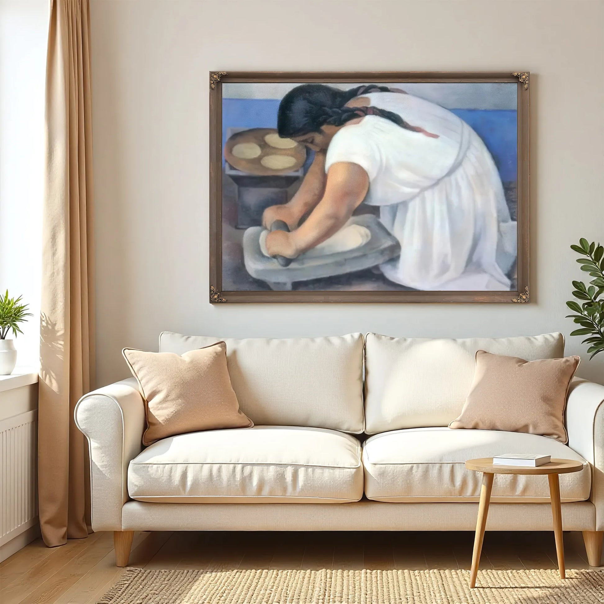 Woman Grinding Maize By Diego Rivera Fine Art Print