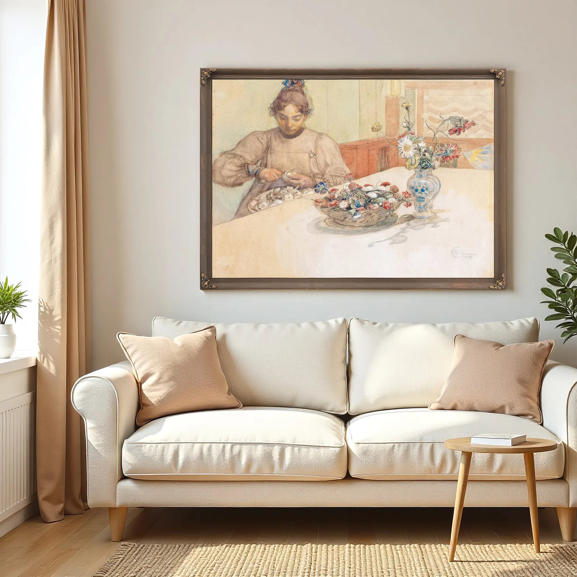 Karin Peeling Apples By Carl Larsson Fine Art Print