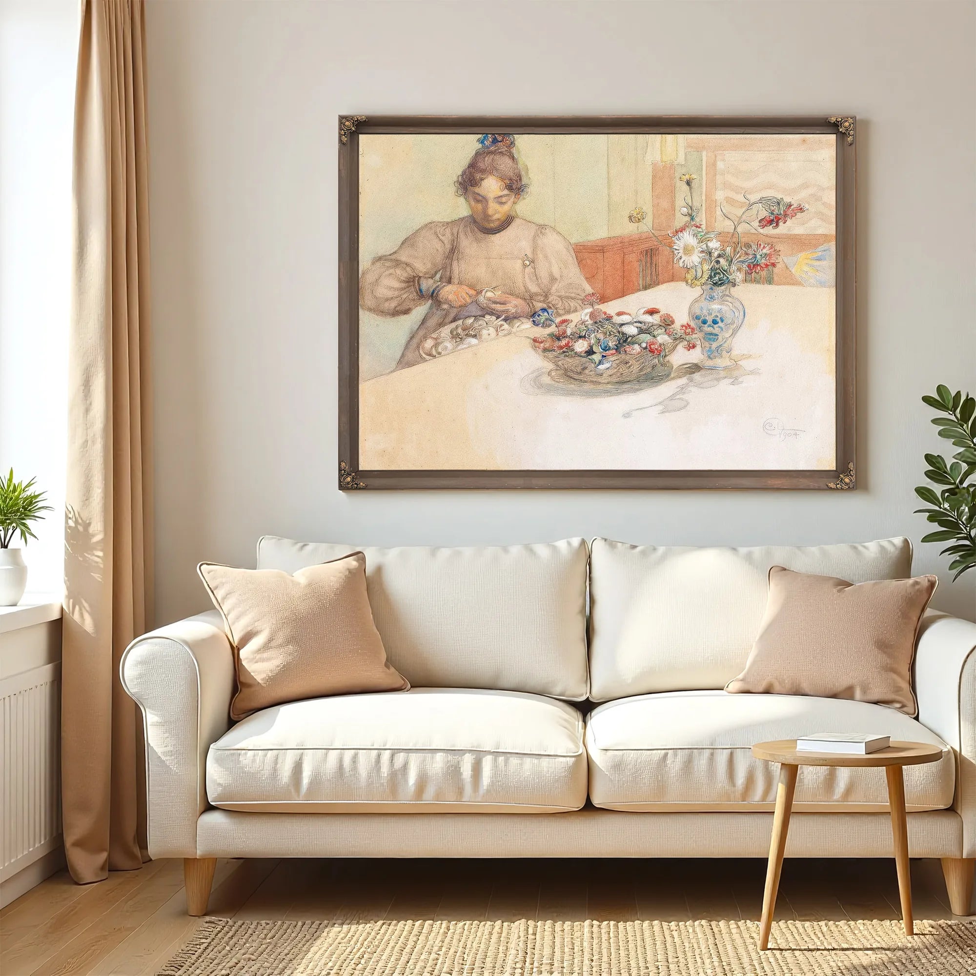 Karin Peeling Apples By Carl Larsson Fine Art Print