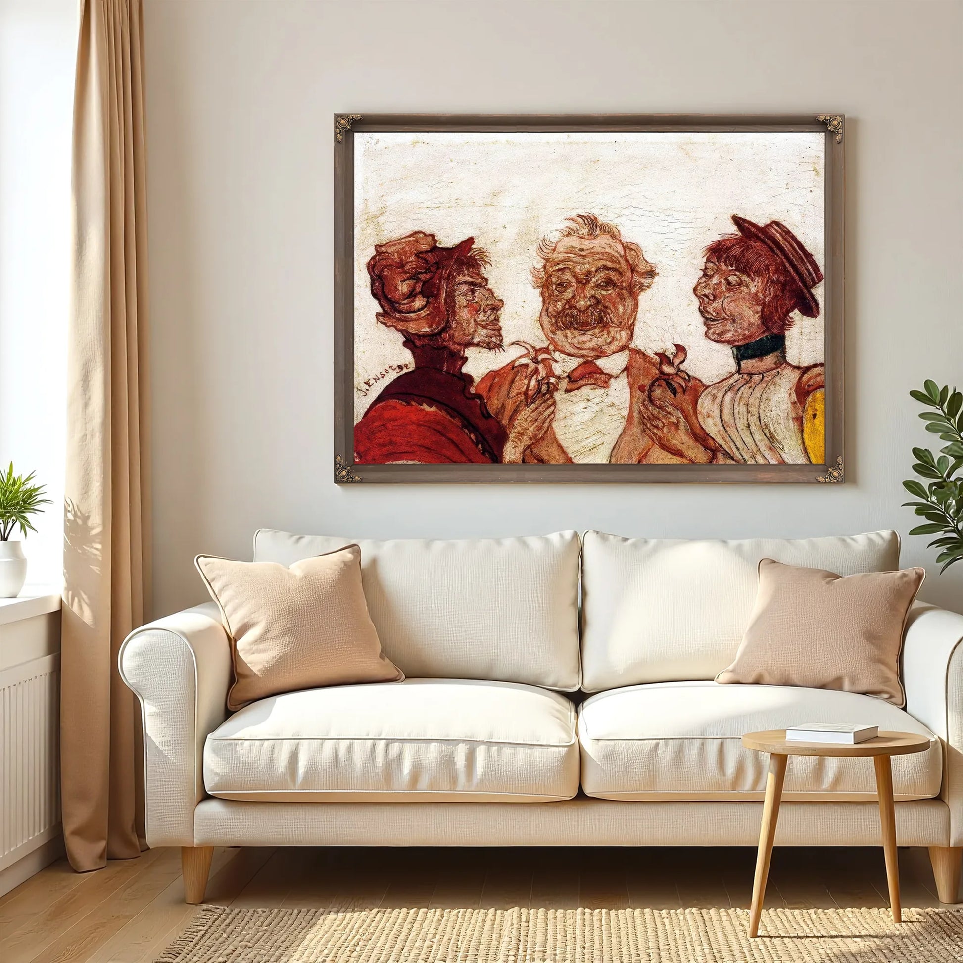 Monsieur And Madame Rousseau Speaking With Sophie Yoteko By James Ensor Fine Art Print