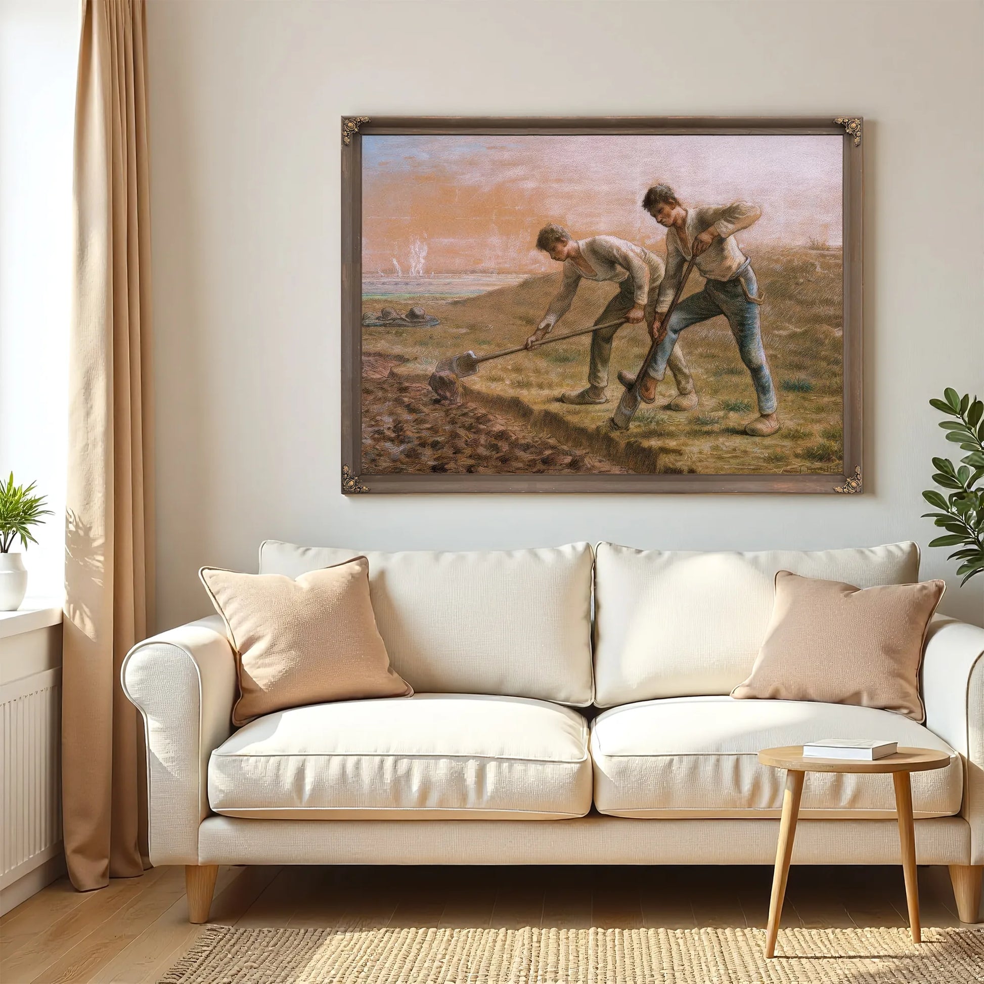 Two Men Turning Over The Soil By Jean Francois Millet Fine Art Print