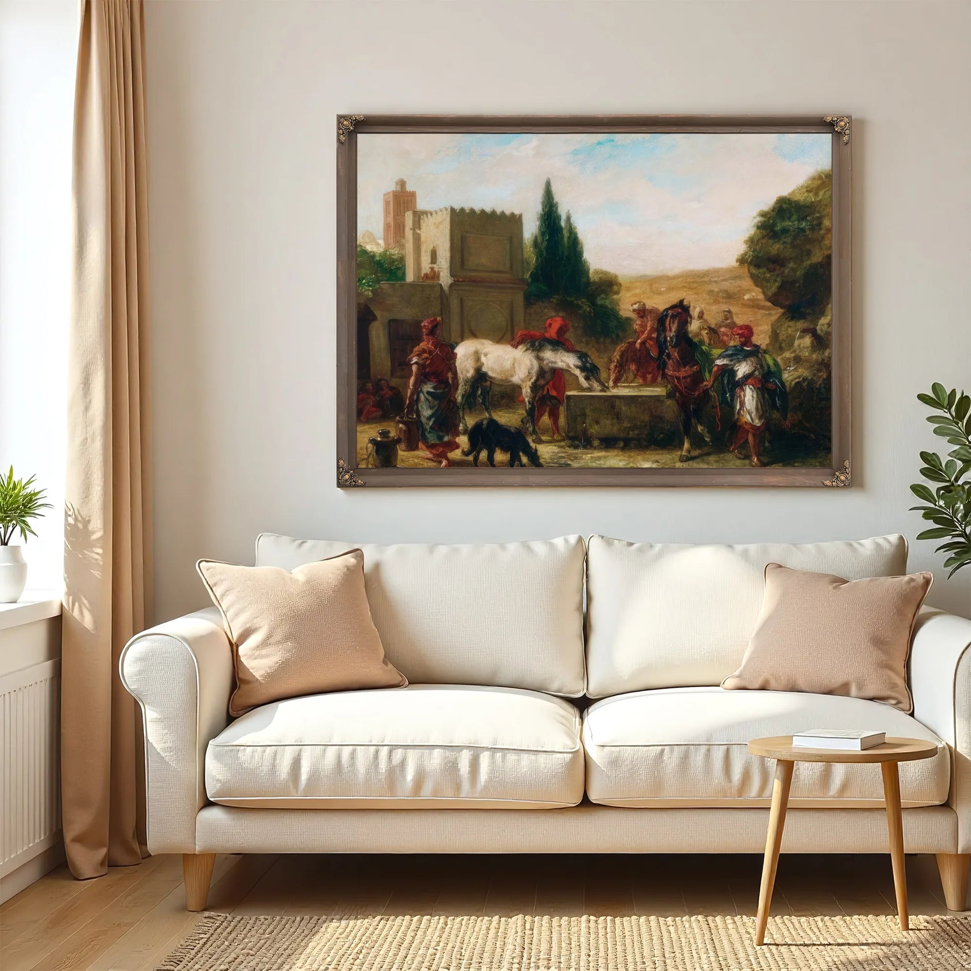 Horses At A Fountain By Eugene Delacroix Fine Art Print