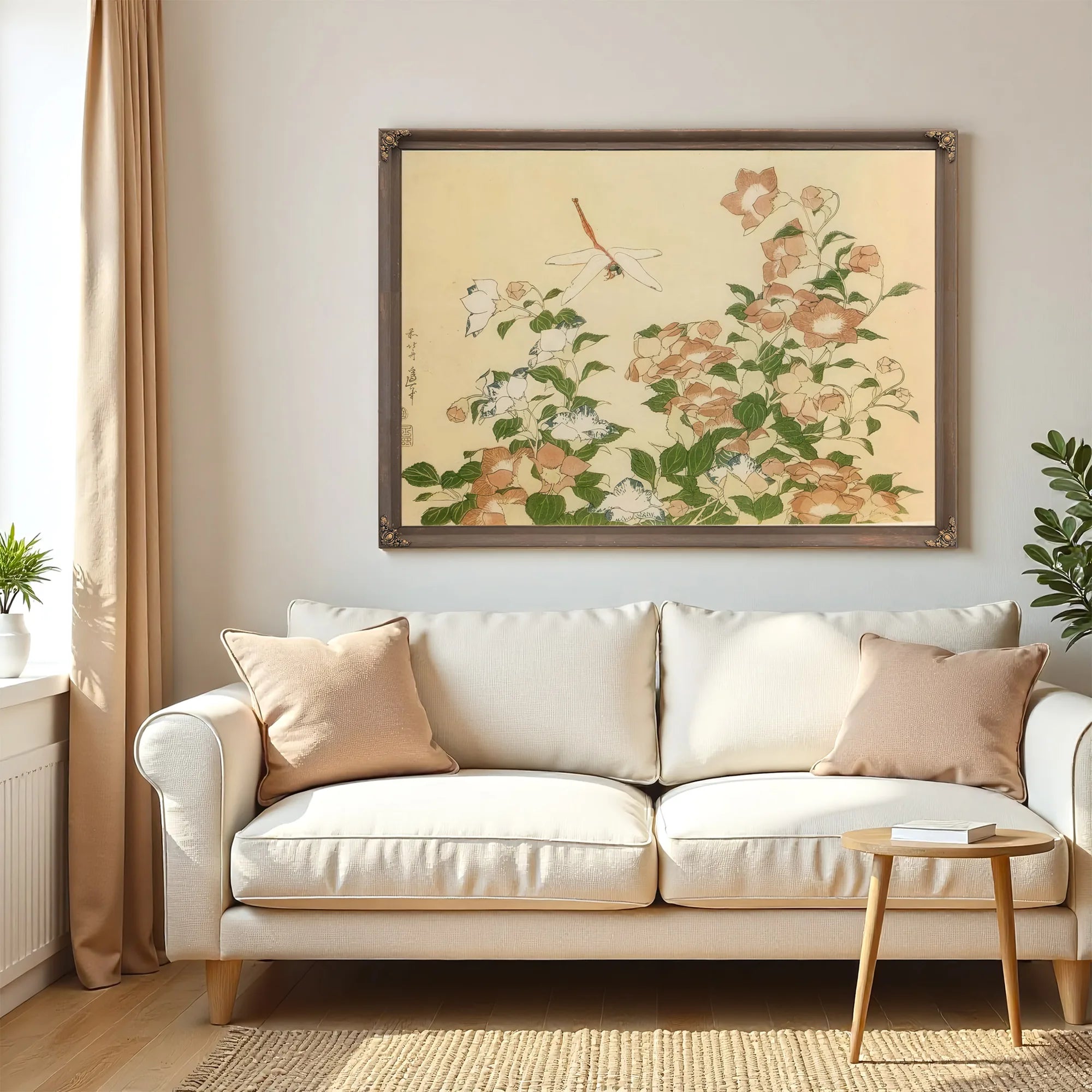Bell Flower And Dragonfly By Hokusai Fine Art Print