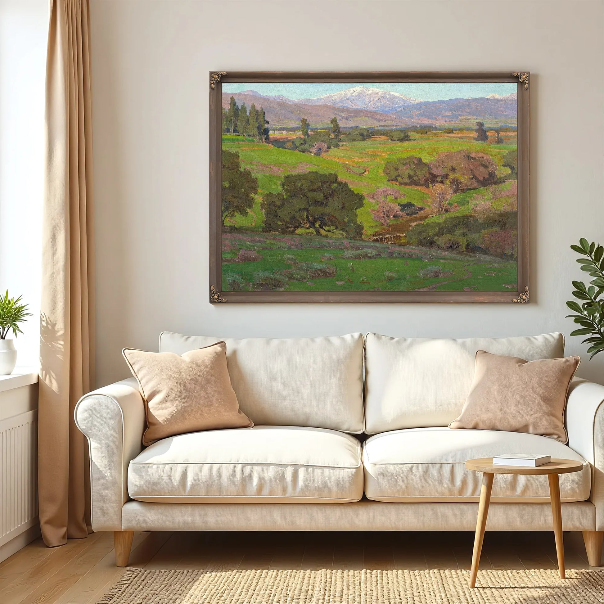 Rolling Hills With A Snow Capped Mountains Beyond By William Wendt Fine Art Print