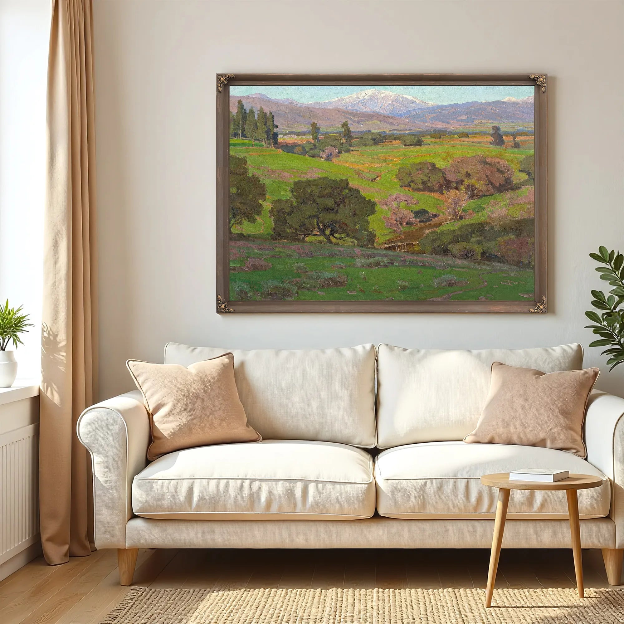 Rolling Hills With A Snow Capped Mountains Beyond By William Wendt Fine Art Print