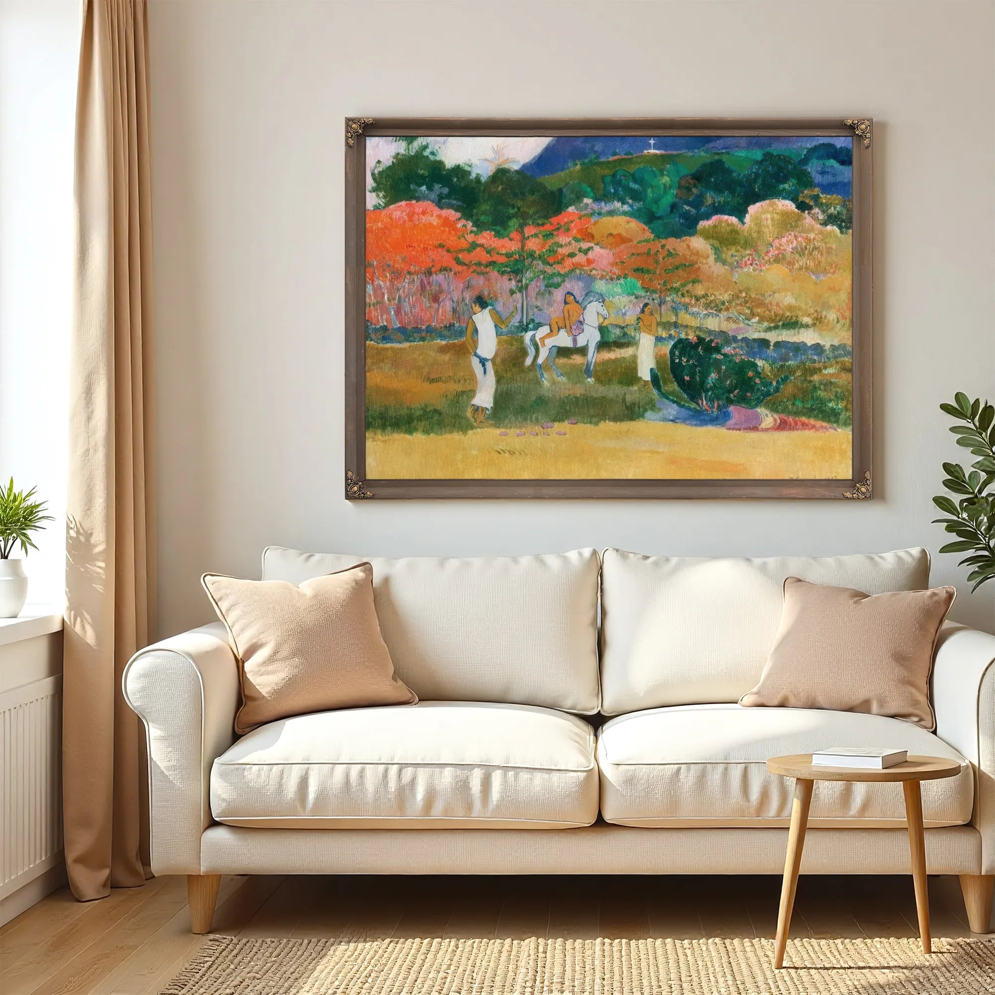 Women And A White Horse By Paul Gauguin Fine Art Print