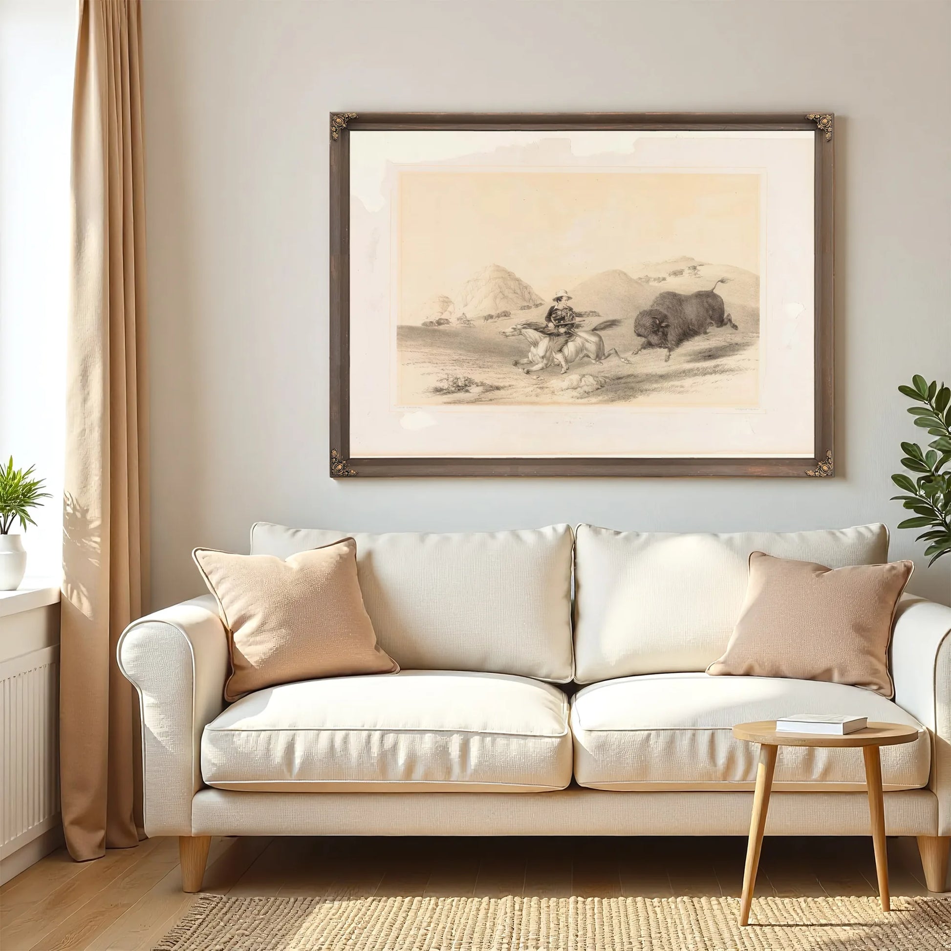 Buffalo Hunt Chasing Back No. 12 By George Catlin Fine Art Print