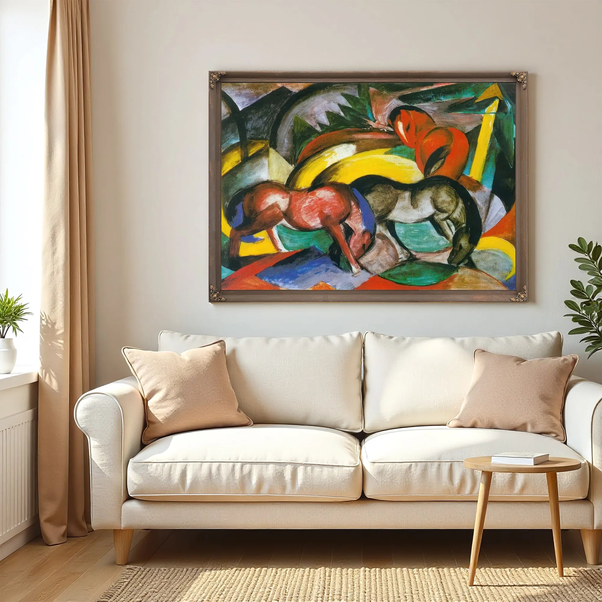 Three Horses By Franz Marc Fine Art Print