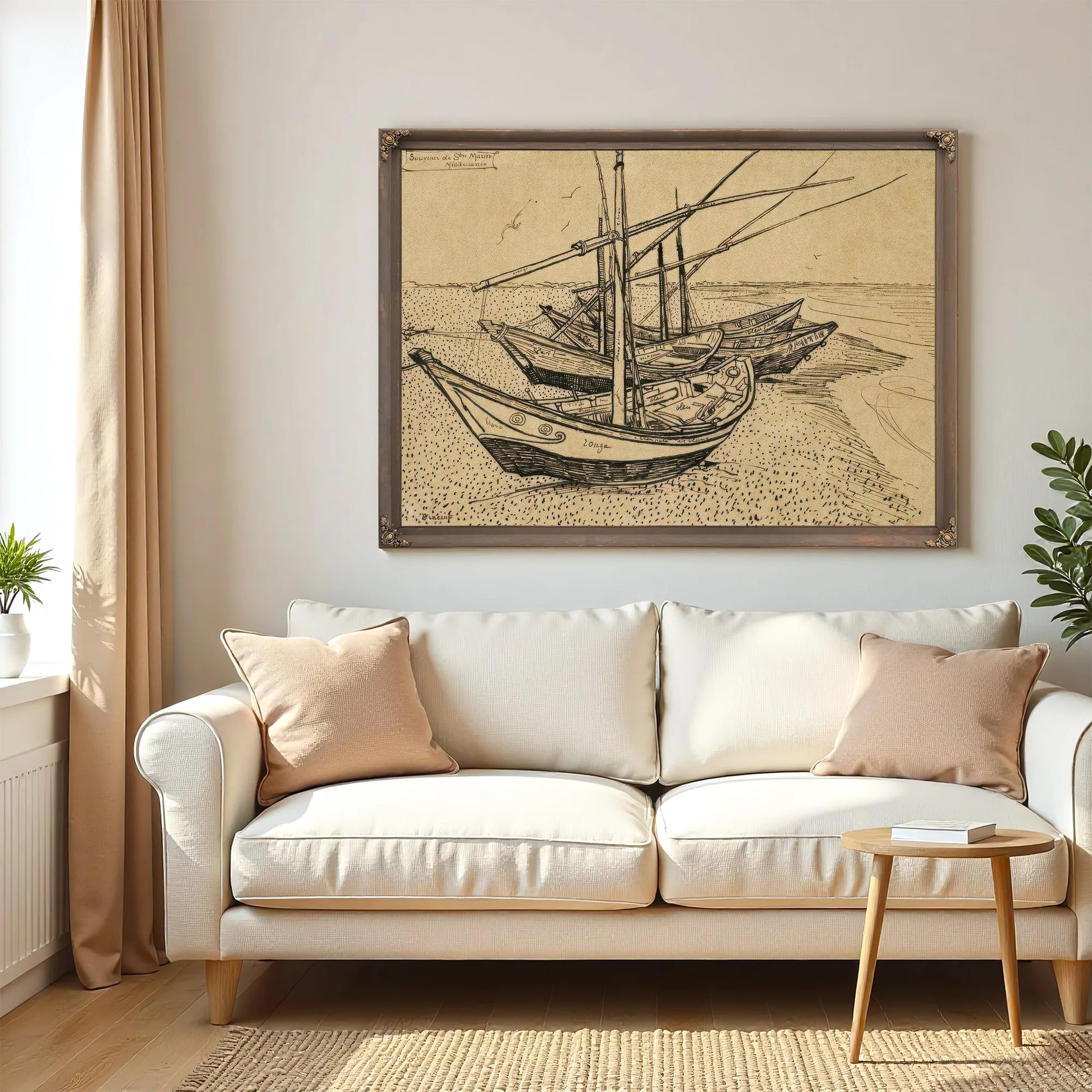 Boats On The Beach At Saintes Maries De La Mer By Vincent Van Gogh Fine Art Print