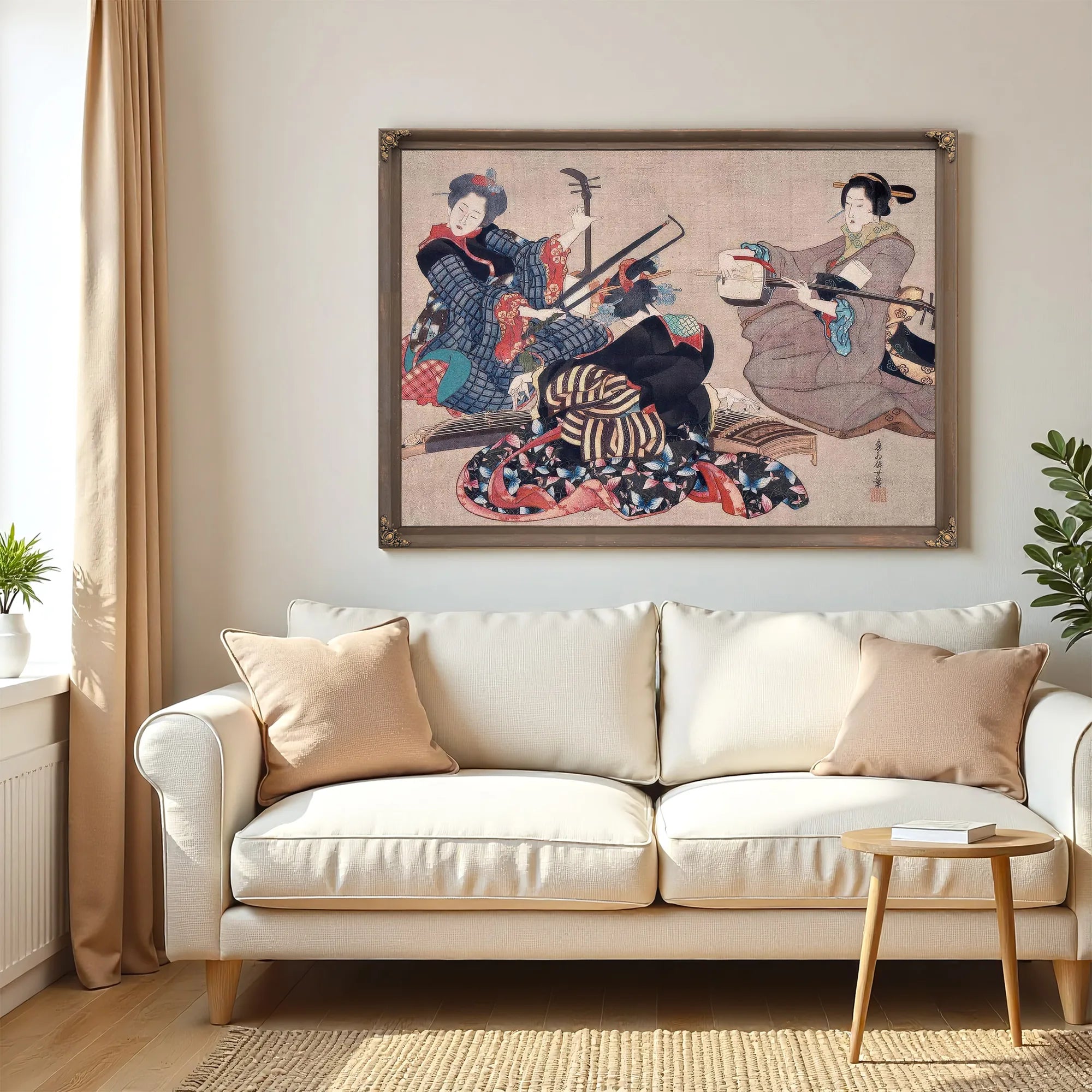 Katsushika Oi Three Women Playing Musical Instruments Upload Tmp By Katsushika Oi Fine Art Print
