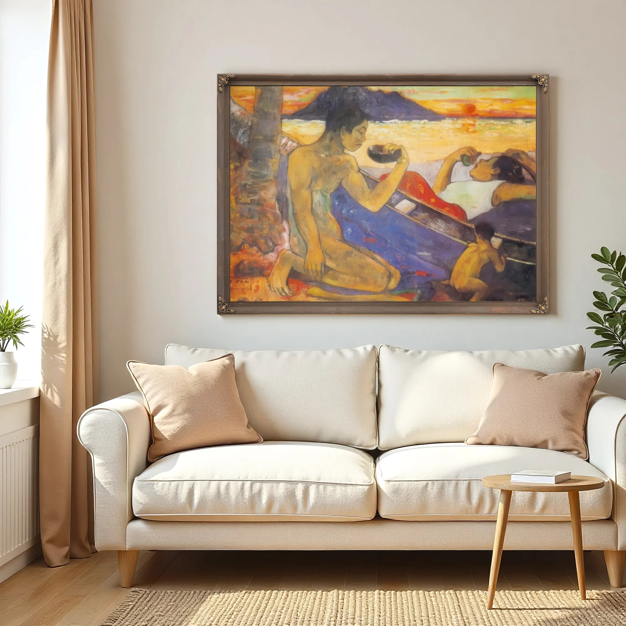 Te Vaa ( The Canoe) Or A Thahitian Family By Paul Gauguin Fine Art Print