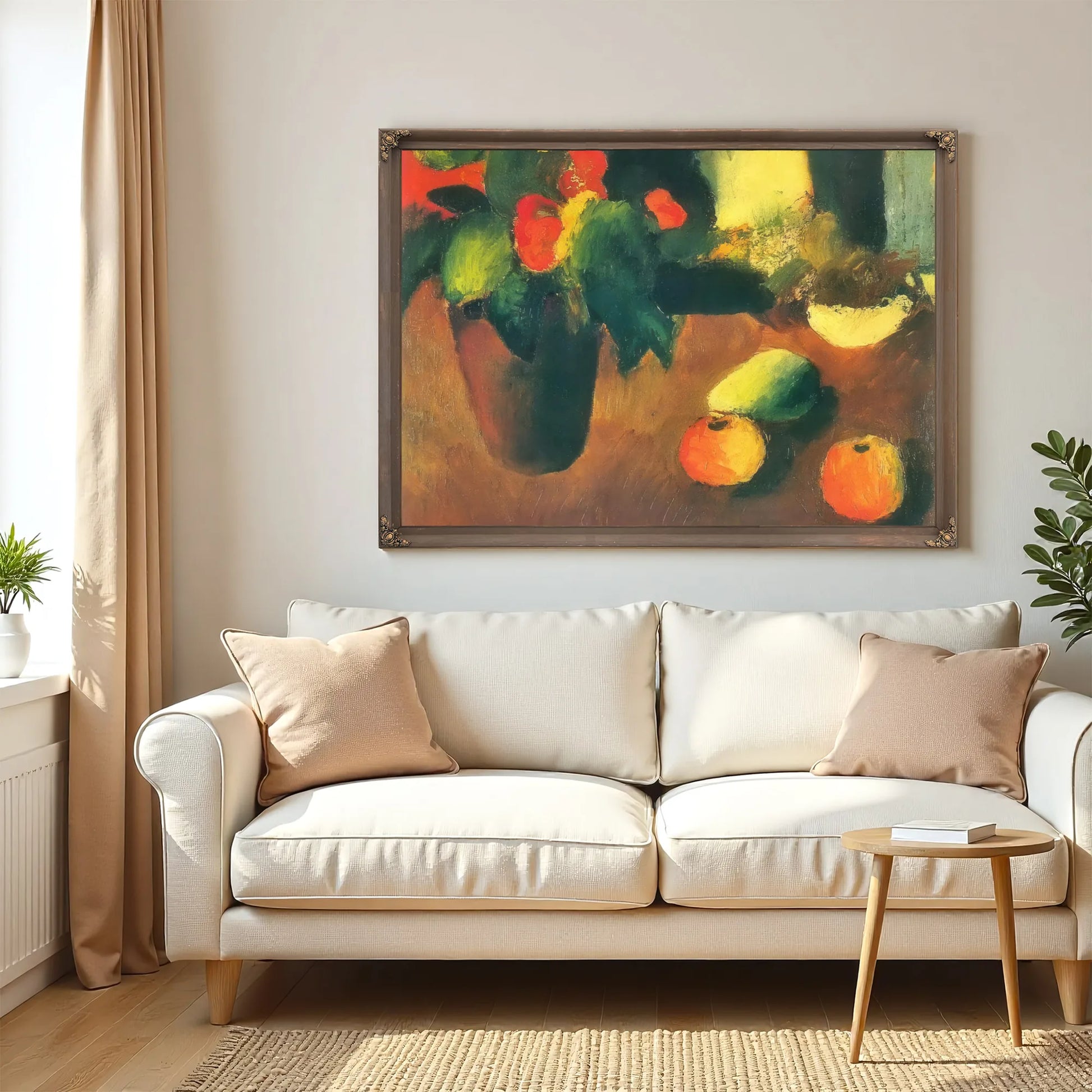 Still Life With Begonisas Apples And Pear By August Macke Fine Art Print