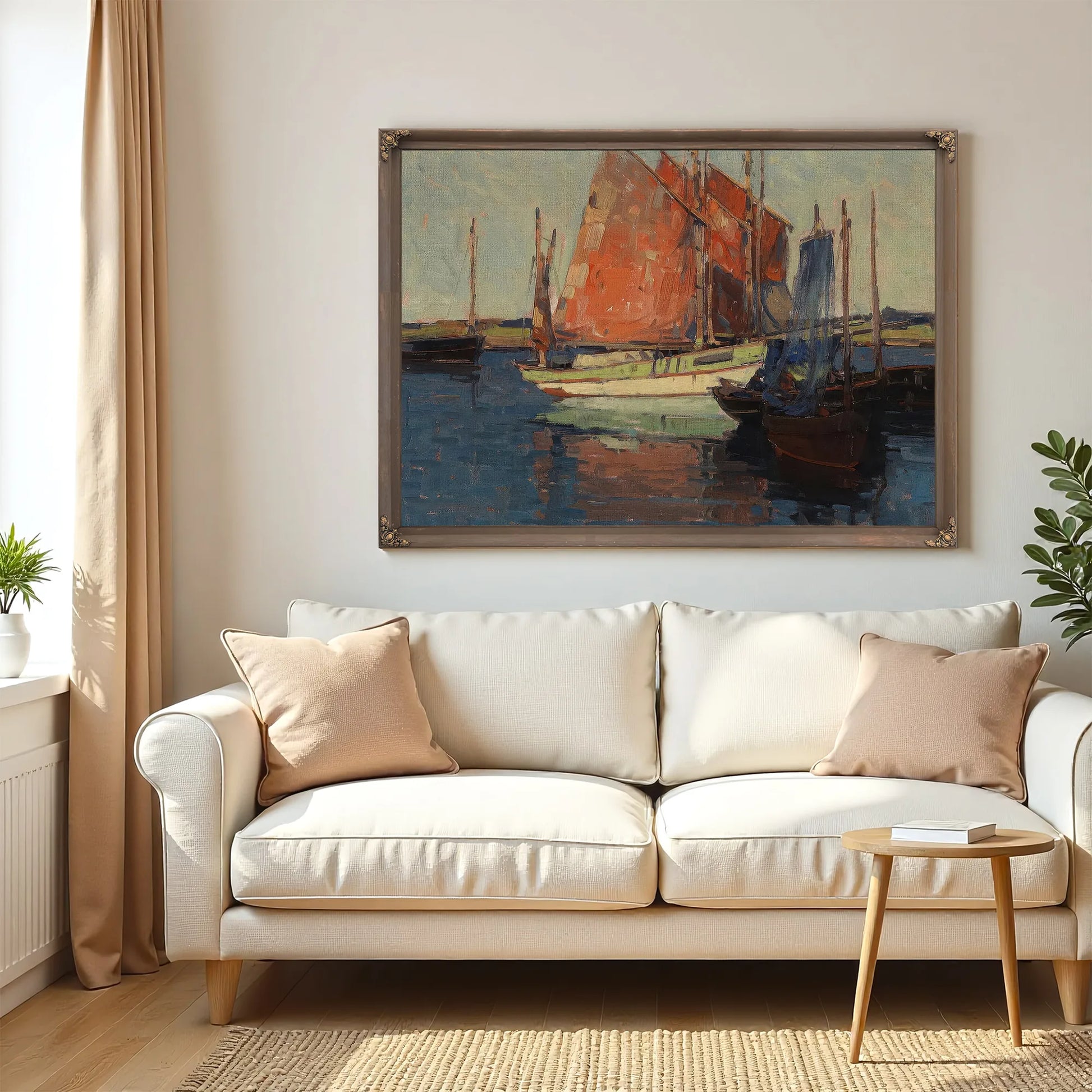 Red Sails, French Tuna Boats By Edgar Payne Fine Art Print
