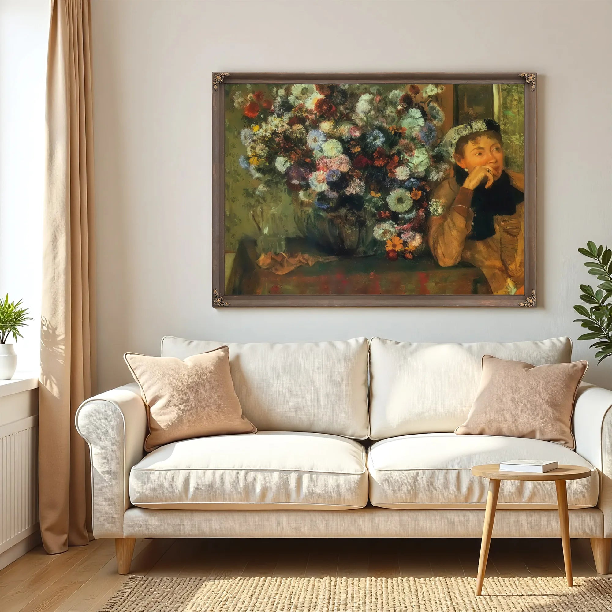 Woman With Chrysanthemums By Edgar Degas Fine Art Print