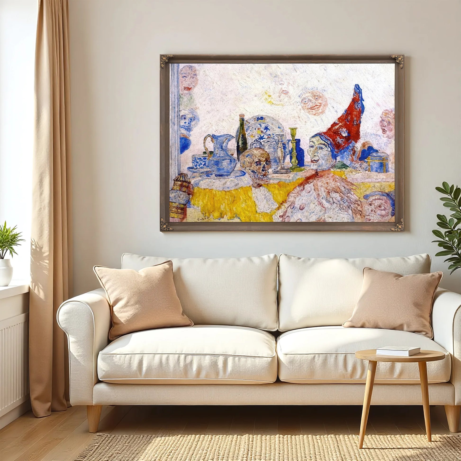Pierrot And Skeleton In A Yellow Robe By James Ensor Fine Art Print