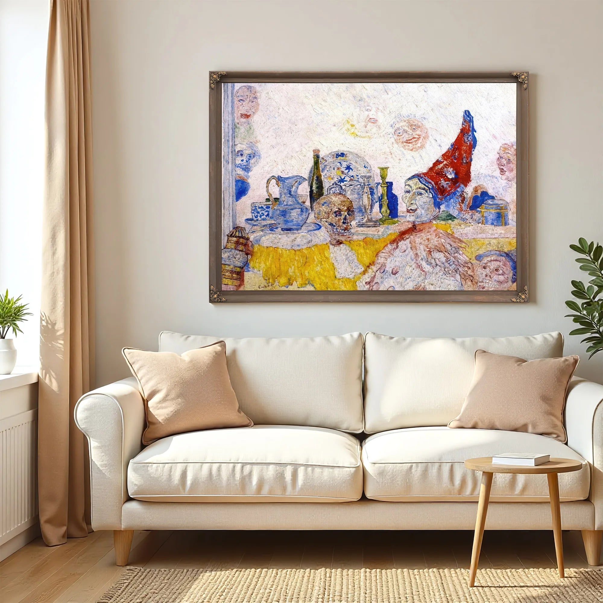 Pierrot And Skeleton In A Yellow Robe By James Ensor Fine Art Print