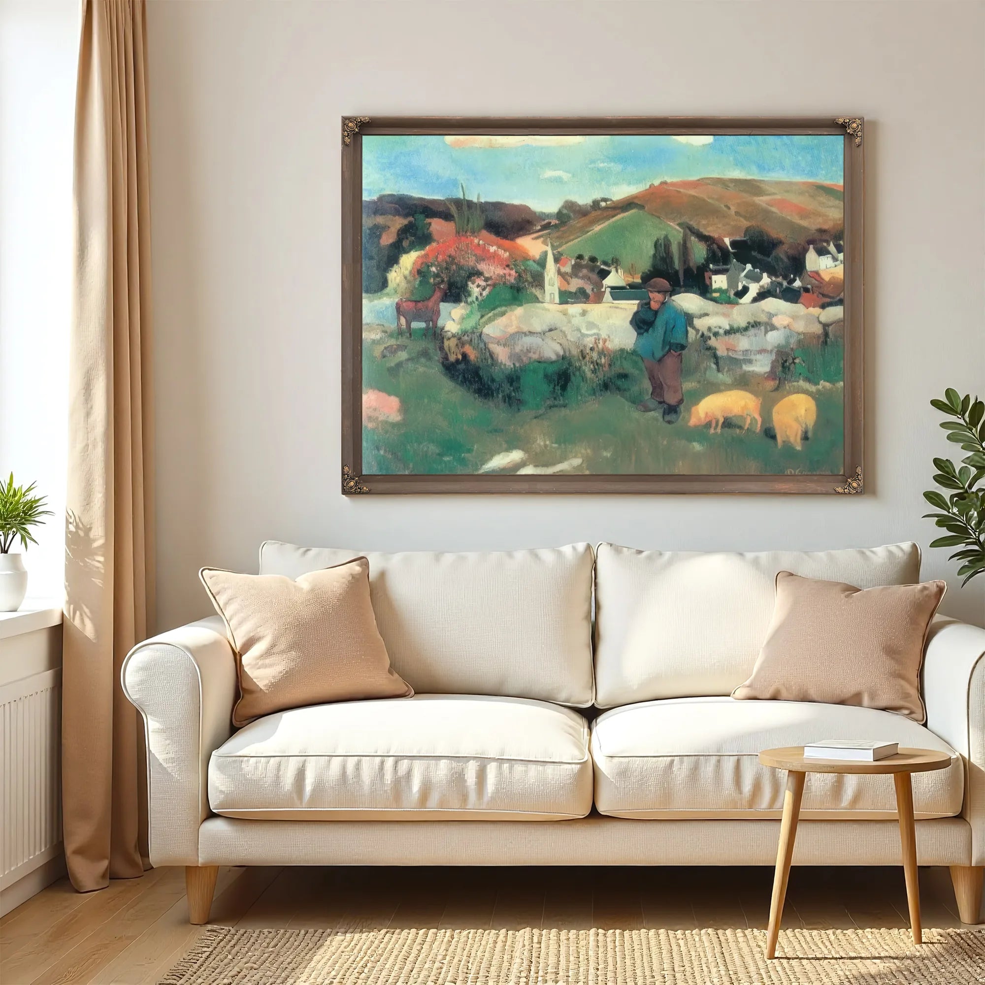Breton Landscape With Pigs By Paul Gauguin Fine Art Print