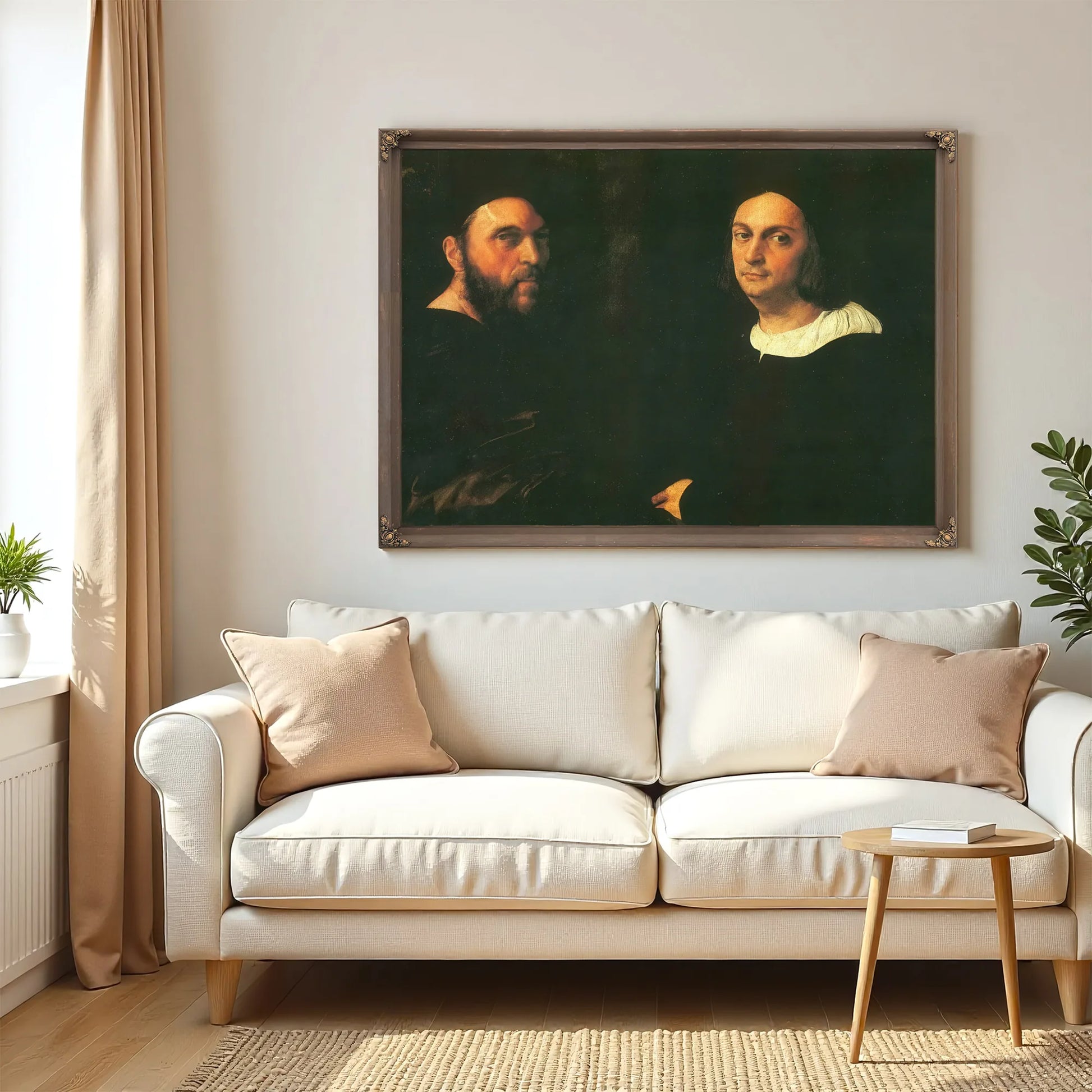 Double Portrait Of Andrea Navgero And Agostino Beazzano By Raphael Fine Art Print