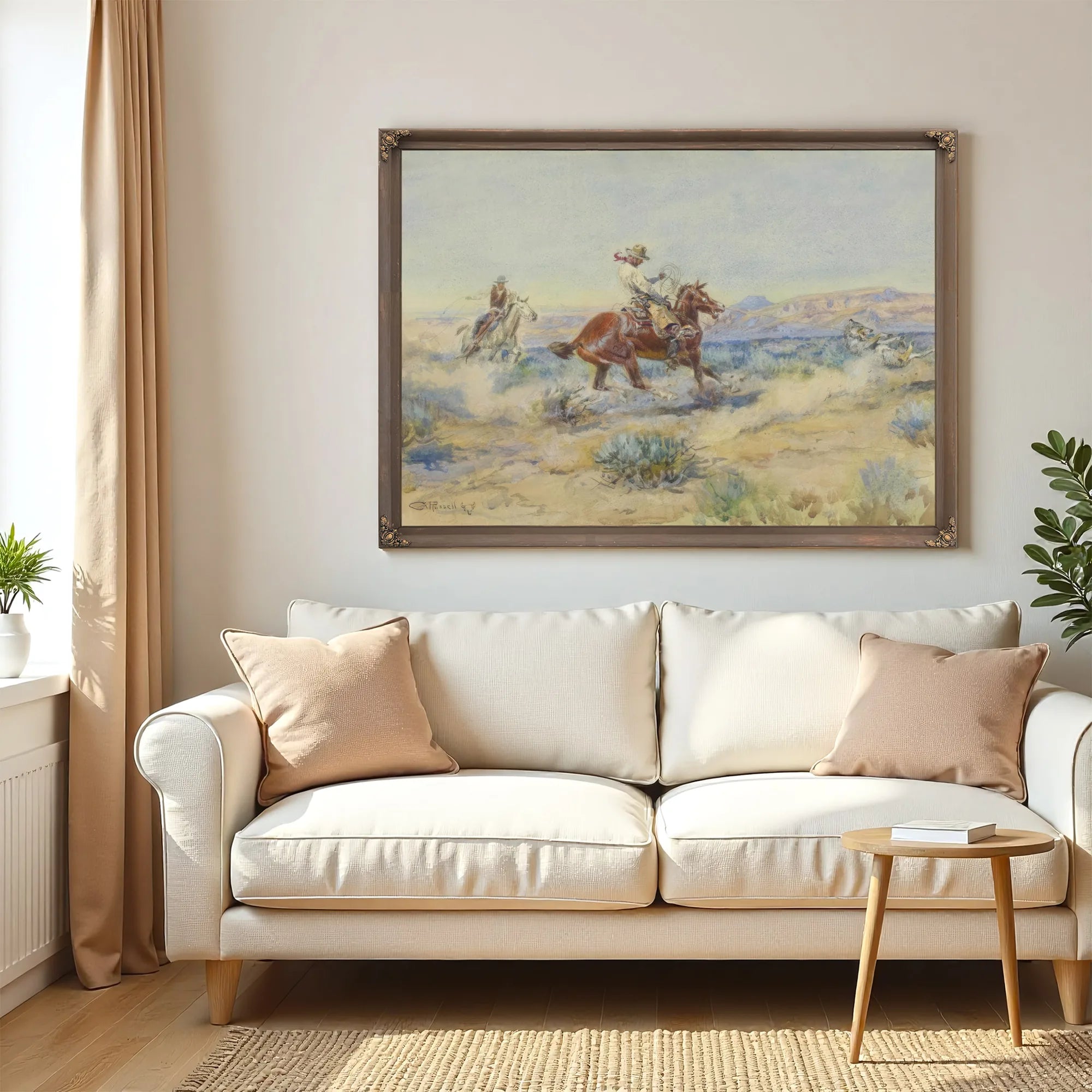 Roping A Wolf By Charles Marion Russell Fine Art Print