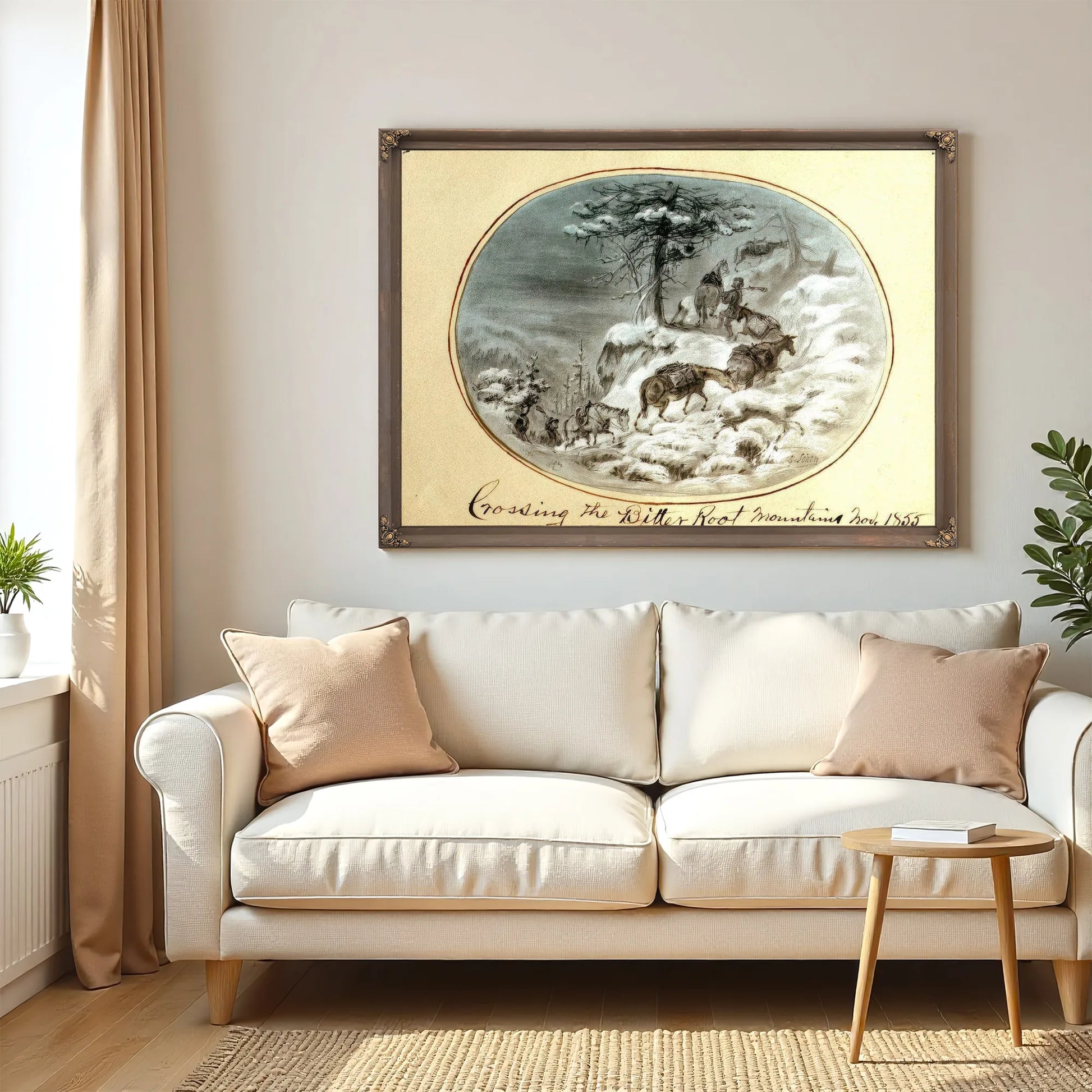 Crossing The Bitterroot Mountains By Gustav Sohon Fine Art Print