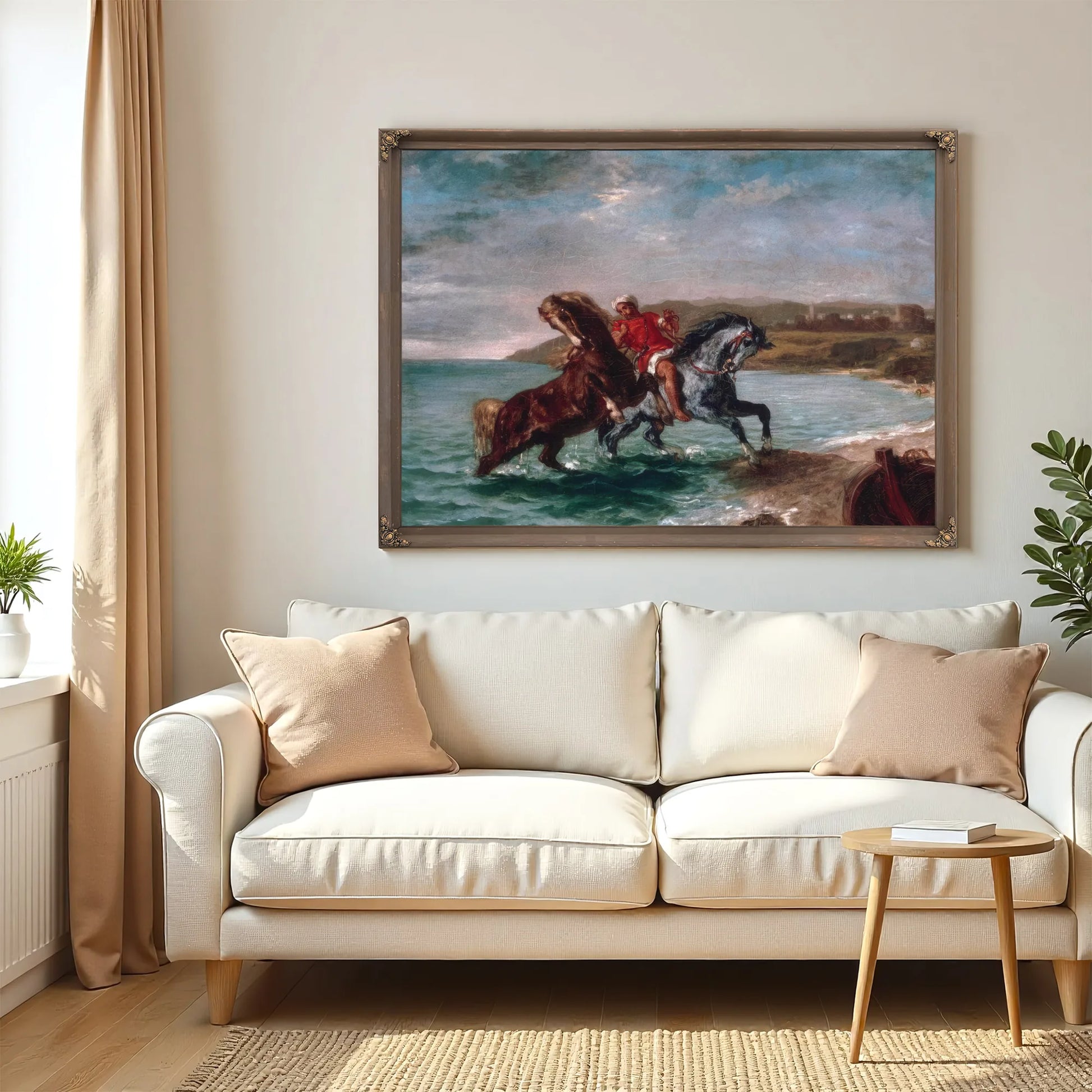 Horses Coming Out Of The Sea By Eugene Delacroix Fine Art Print
