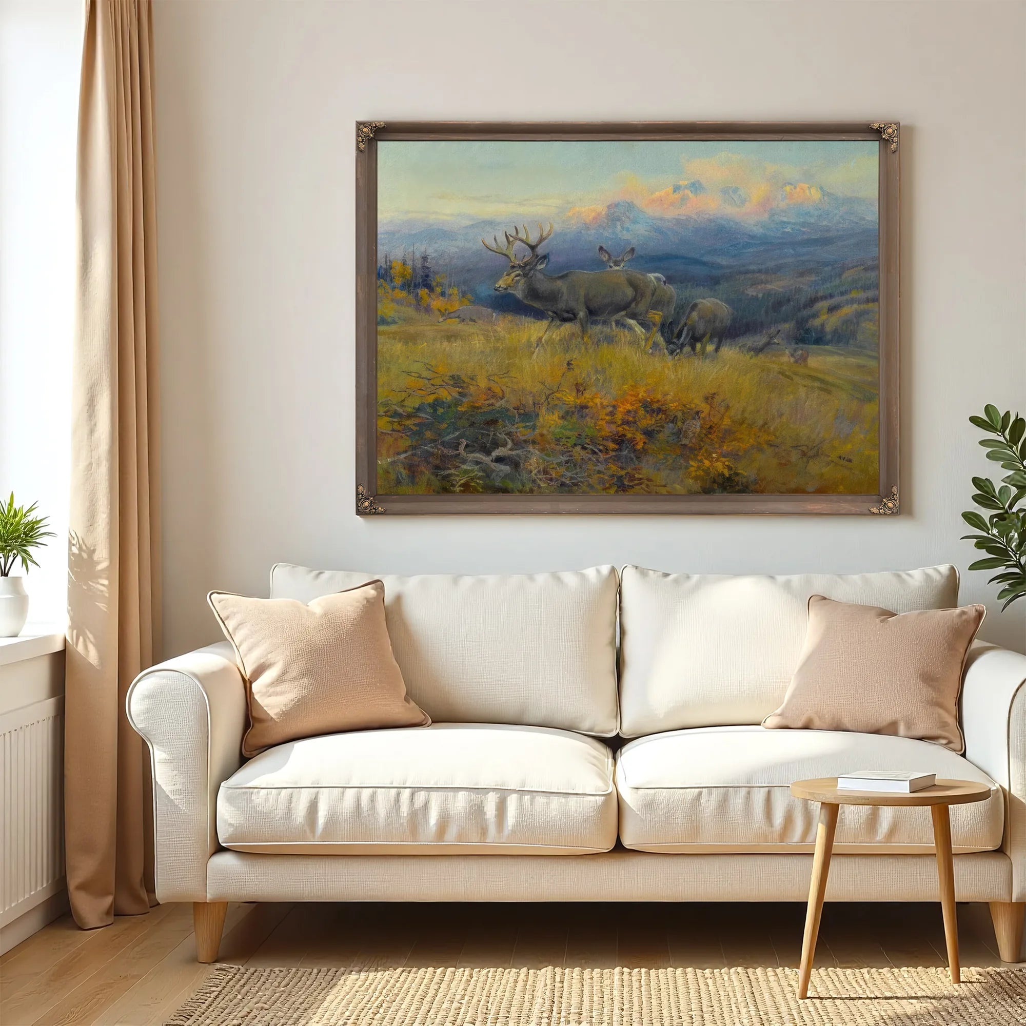 Deer In Landscape By Charles Marion Russell Fine Art Print