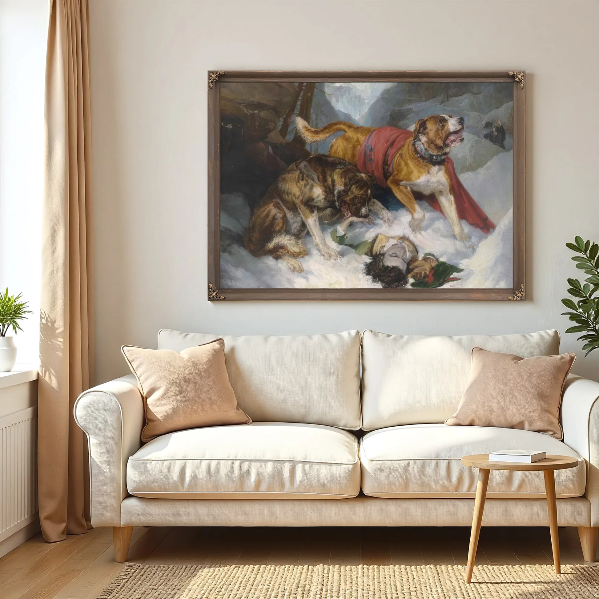 Alpine Mastiffs Reanimating A Distressed By Edwin Landseer Fine Art Print