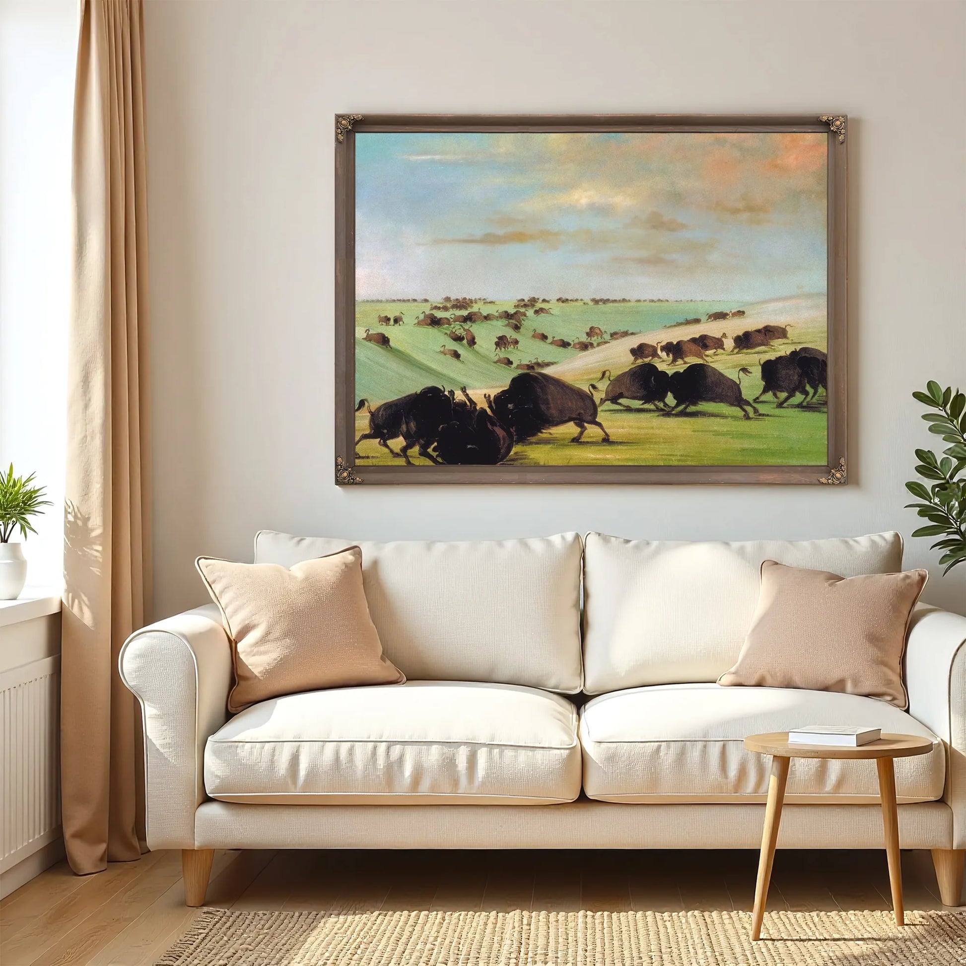 Buffalo Bulls Fighting In Running Season, Upper Missouri By George Catlin Fine Art Print