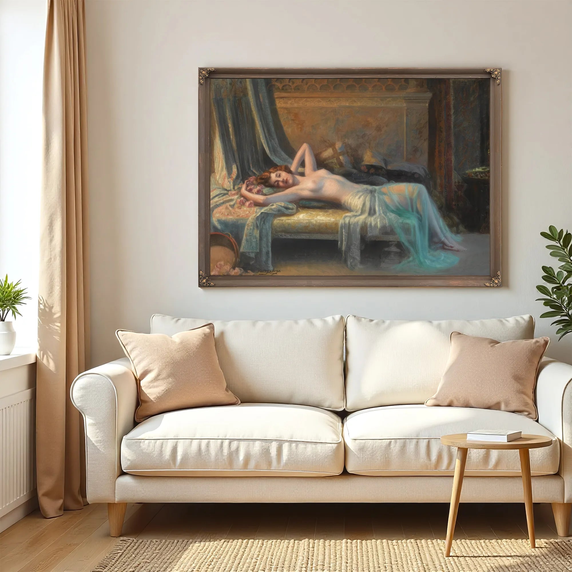 Nu Etendu Au Bouquet De Roses By Enjolras Delphin Fine Art Print