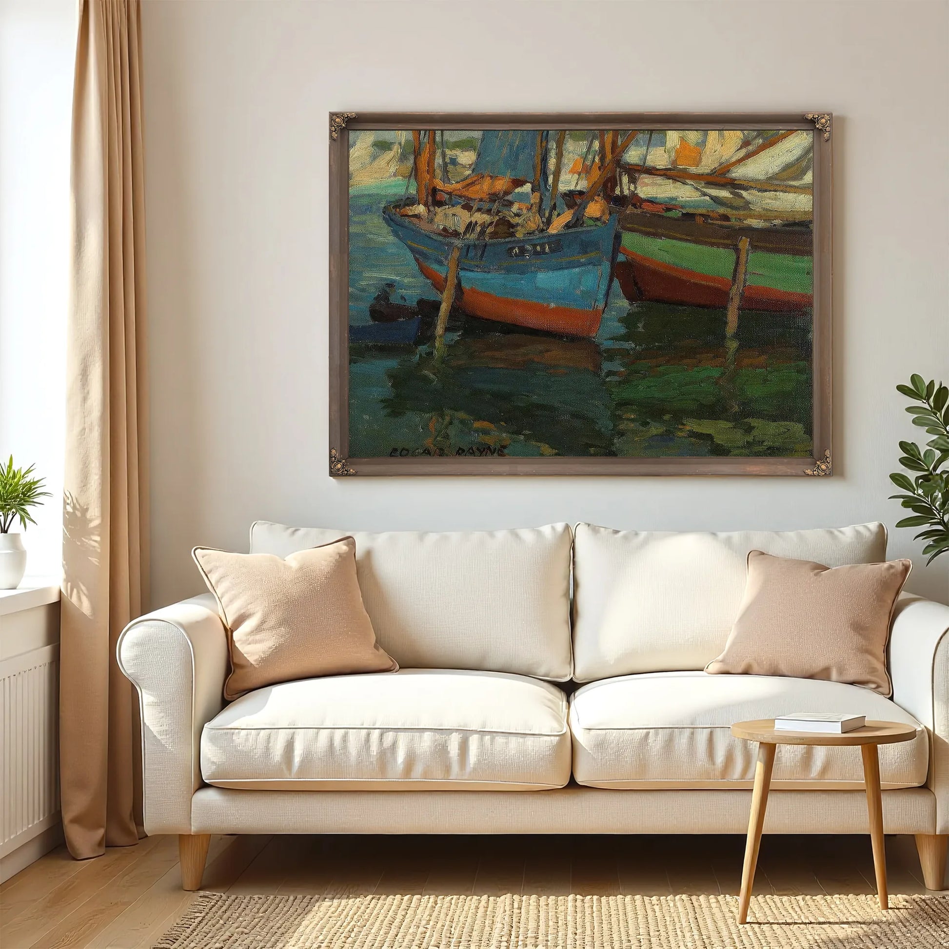 Two Boats In A Harbor By Edgar Payne Fine Art Print
