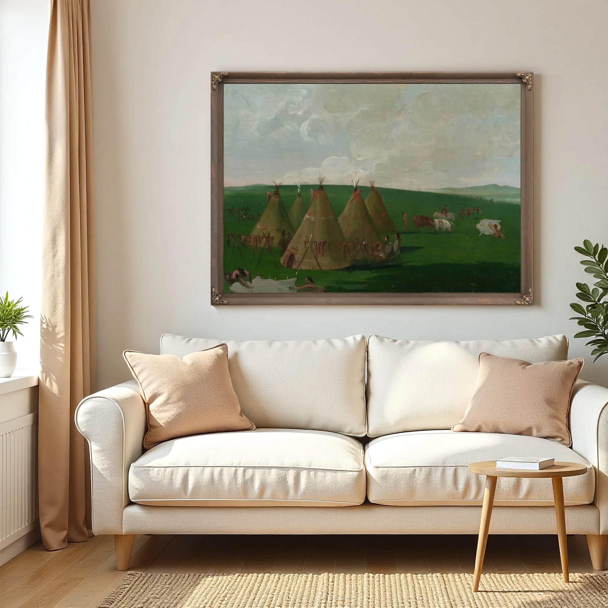 Sioux Encamped On The Upper Missouri, Dressing Buffalo Meat And Robes By George Catlin Fine Art Print
